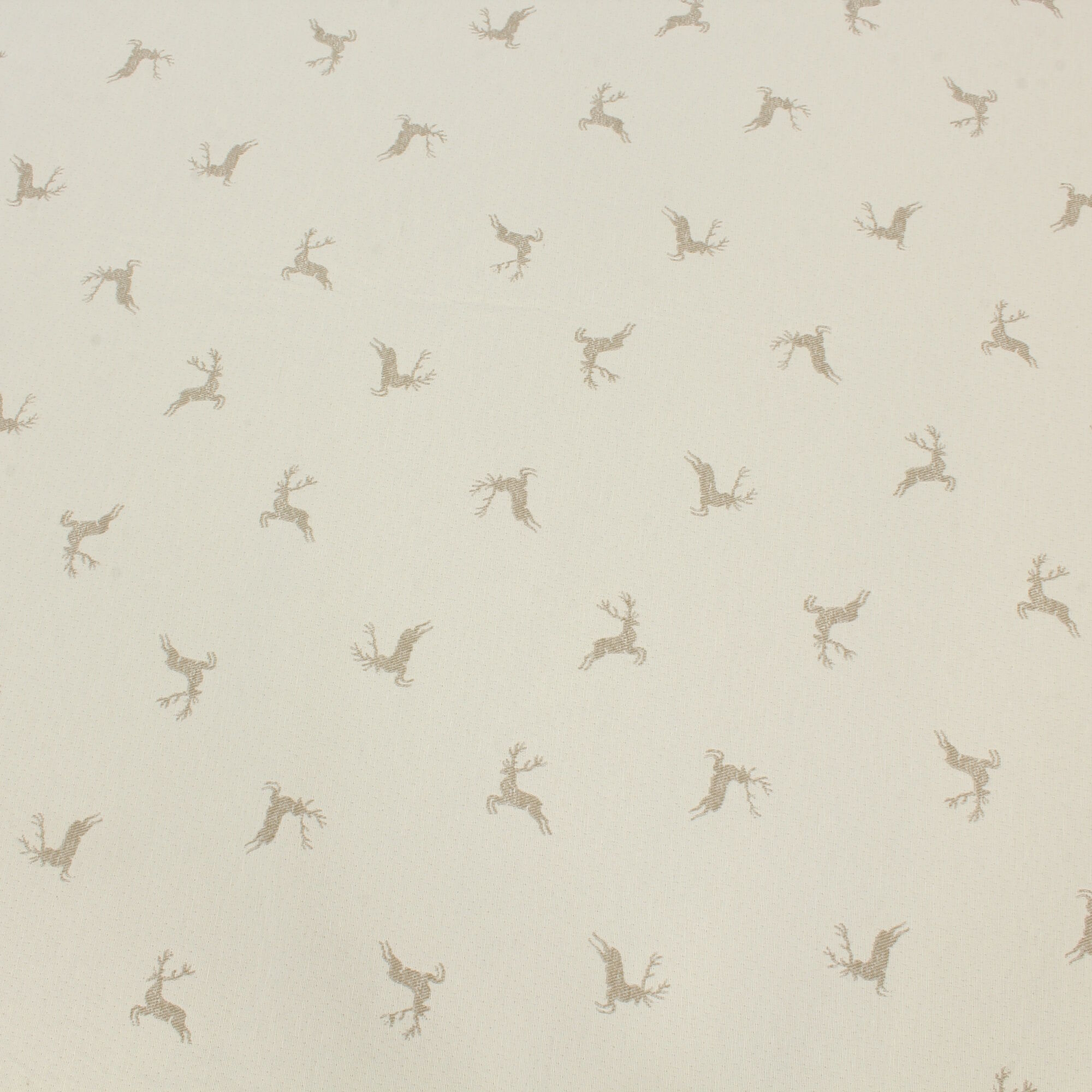 Stoff Meterware Hirschen Beige 280 cm Jacquard Mischgewebe