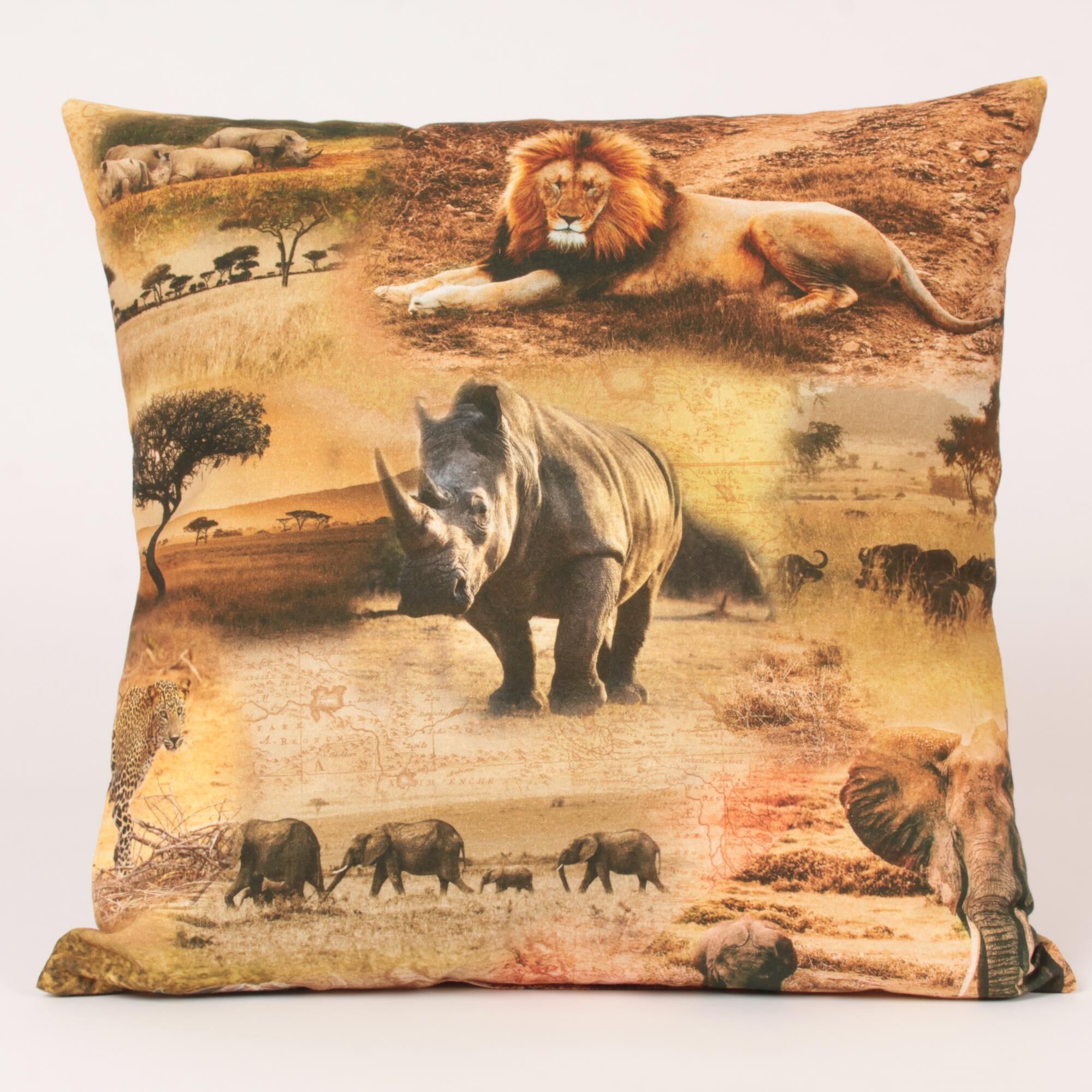 Kissenbezug 30x30 cm Afrika Safari Tiere Half Panama