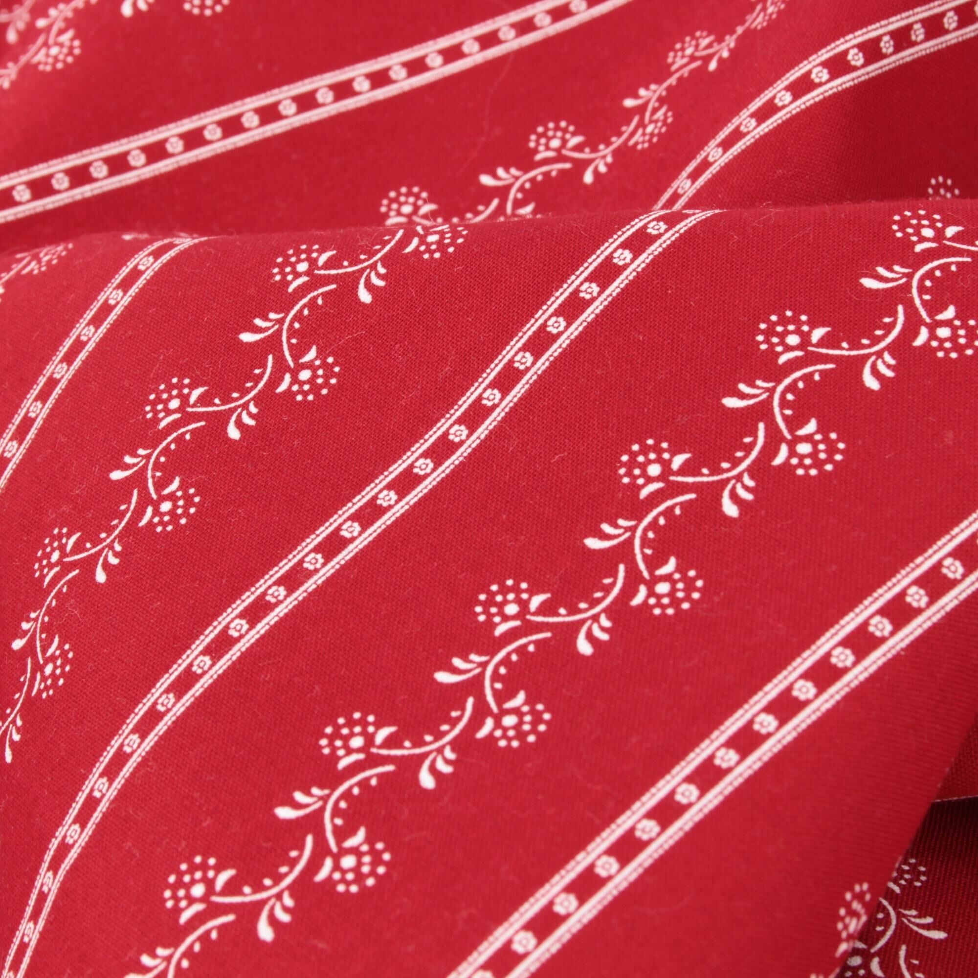 Stoff Meterware Blumen Streifen Lea Rot Dirndl
