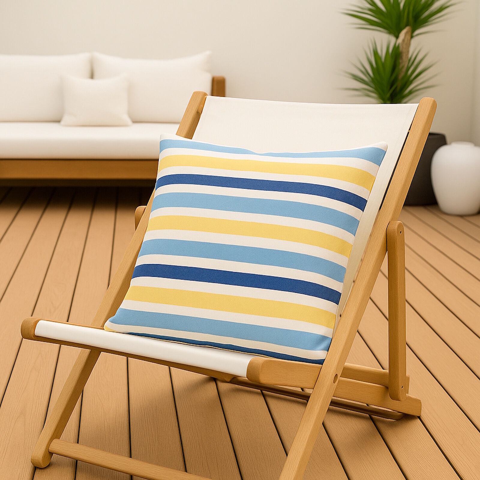 Kissenbezug Streifen Gelb Blau Teflon Beschichtet