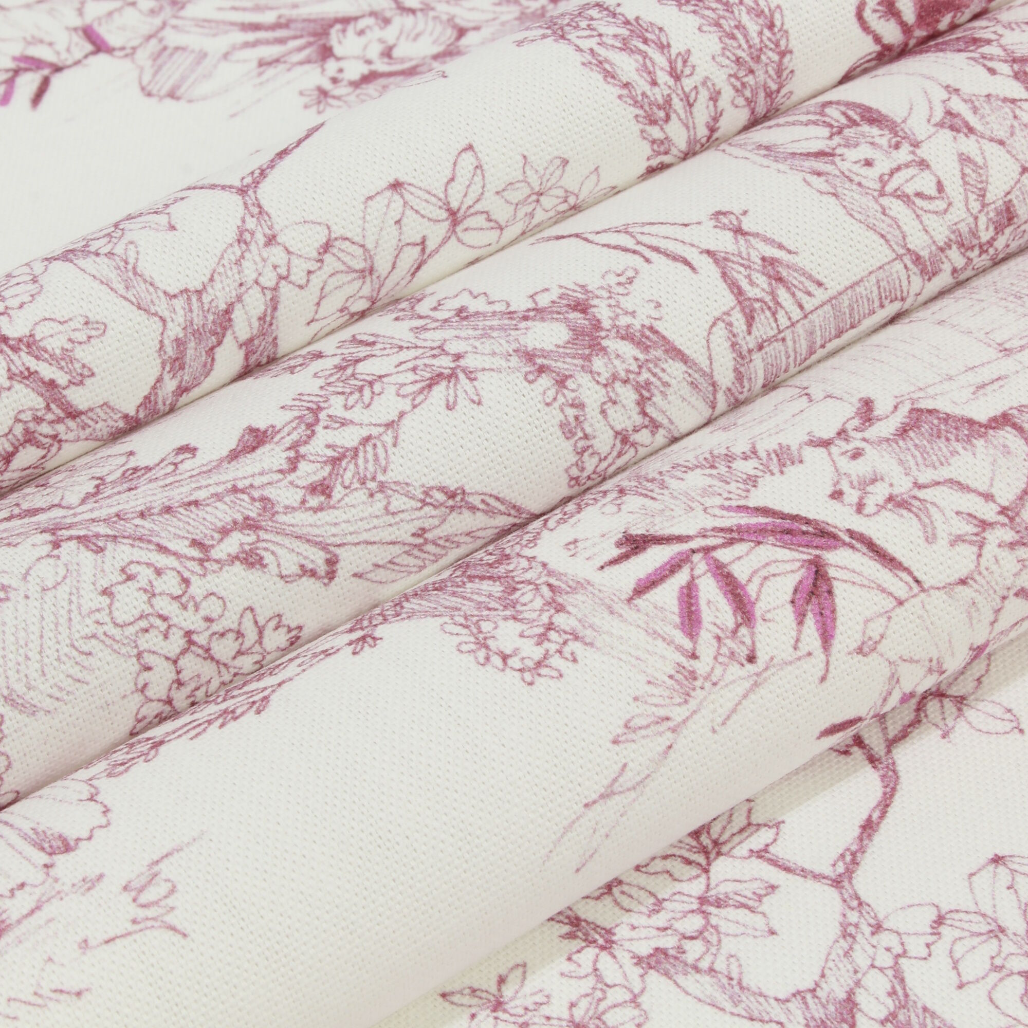 Stoff Meterware Toile de Jouy Rot Canvas