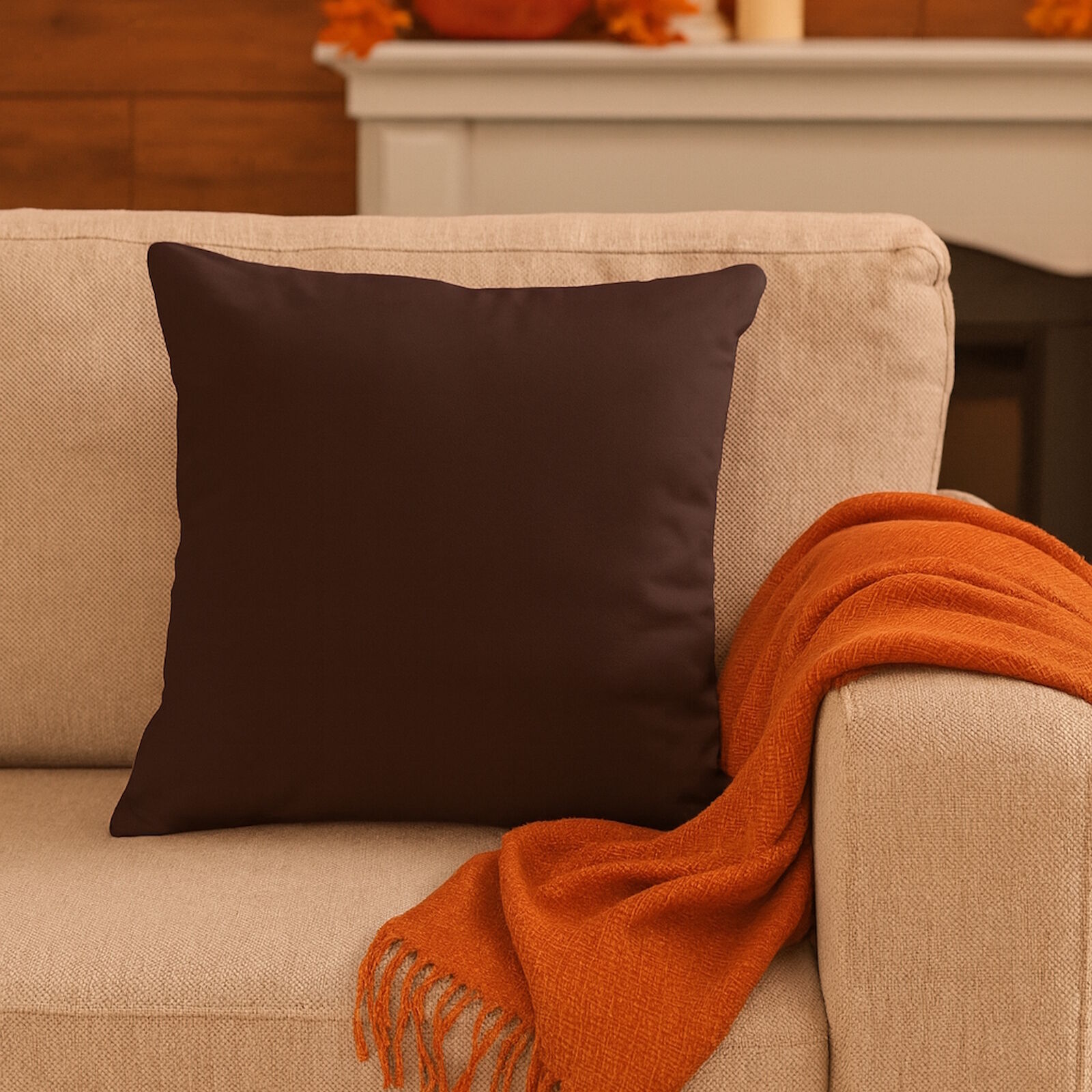 Herbst Kissen Braun Baumwolle
