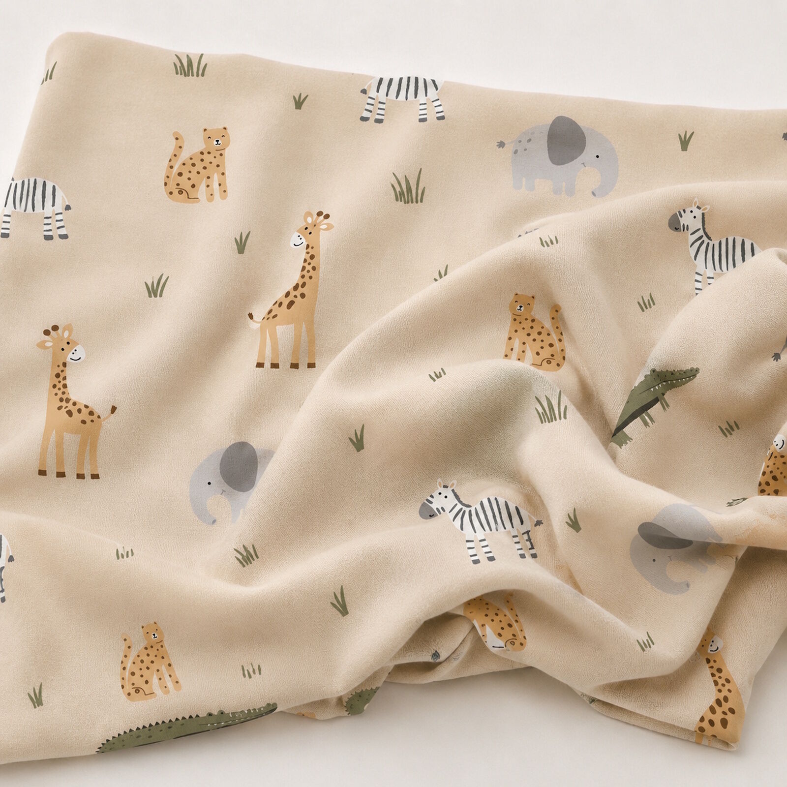 Jersey Stoff Safari Tiere Beige Baumwolle 150 cm