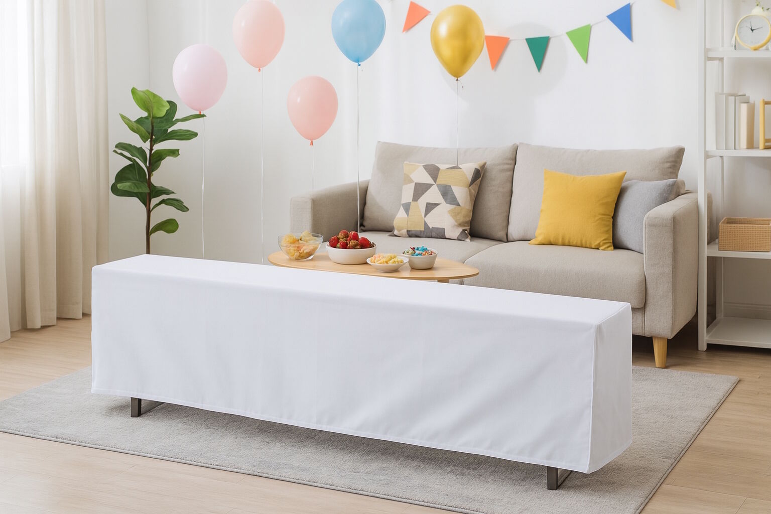 Bierbankhusse bodenlang Baumwolle Weiß-200x25 cm
