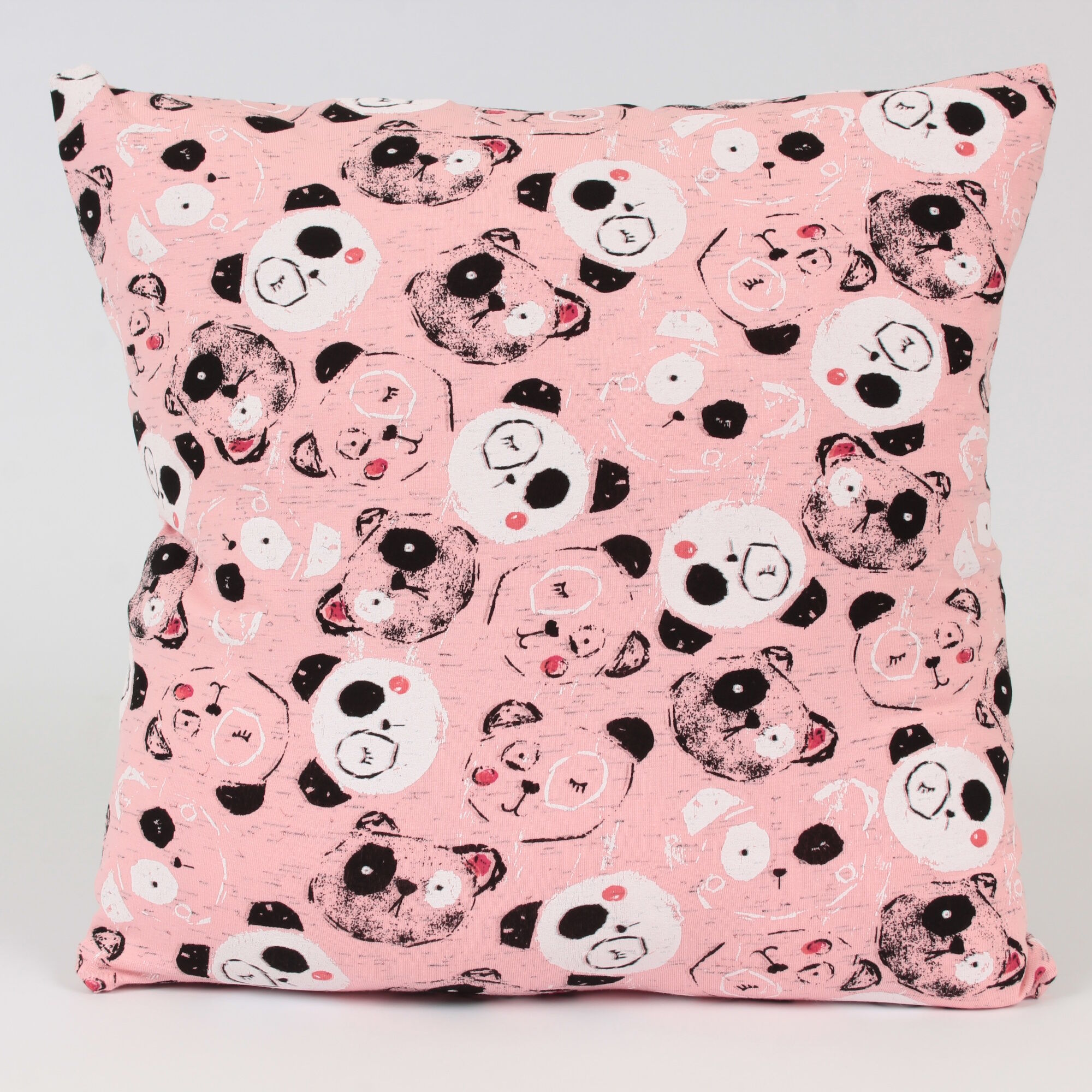 Jersey Panda Kissenbezug 40x40 Rosa