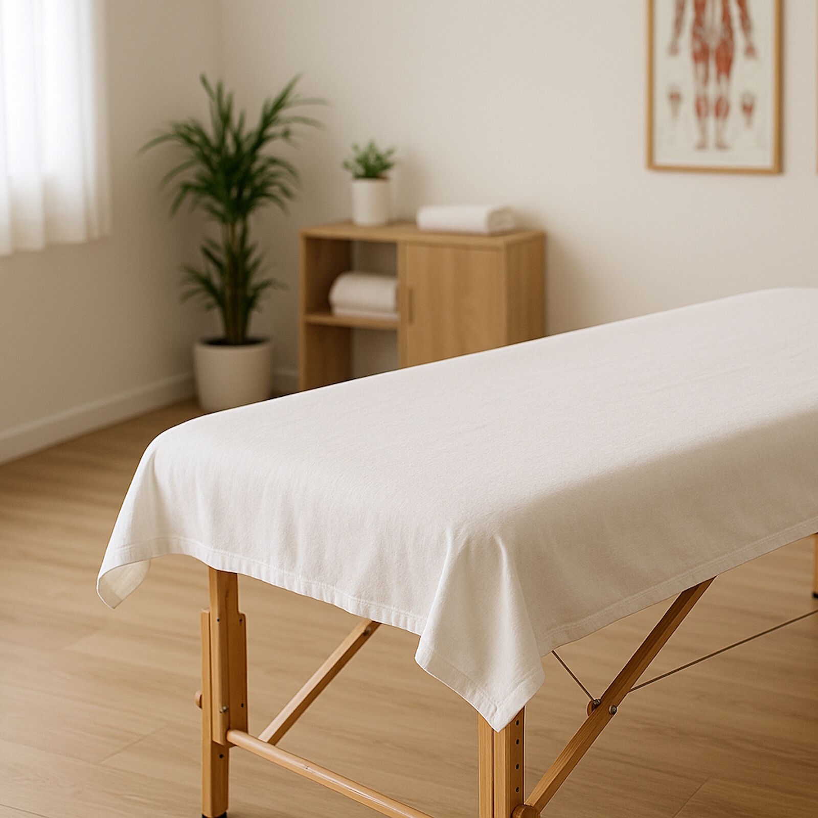 Weiße handgefertigte Massagelaken – Perfekt für Kliniken und Praxen