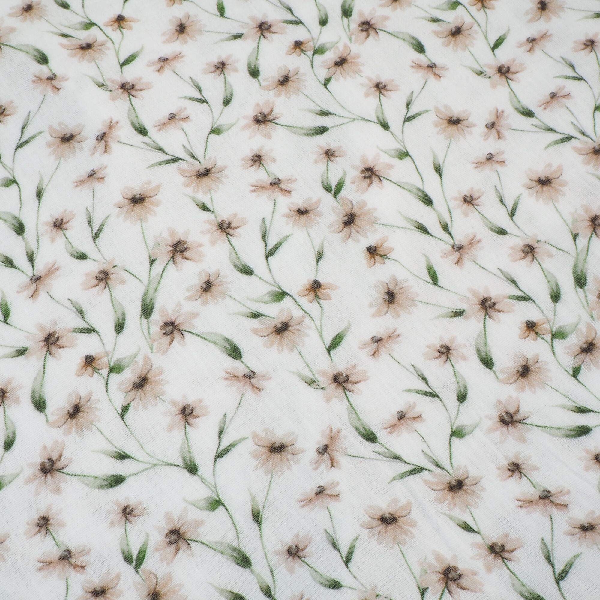 Stoff Meterware Vintage Blumen Bio Musselin