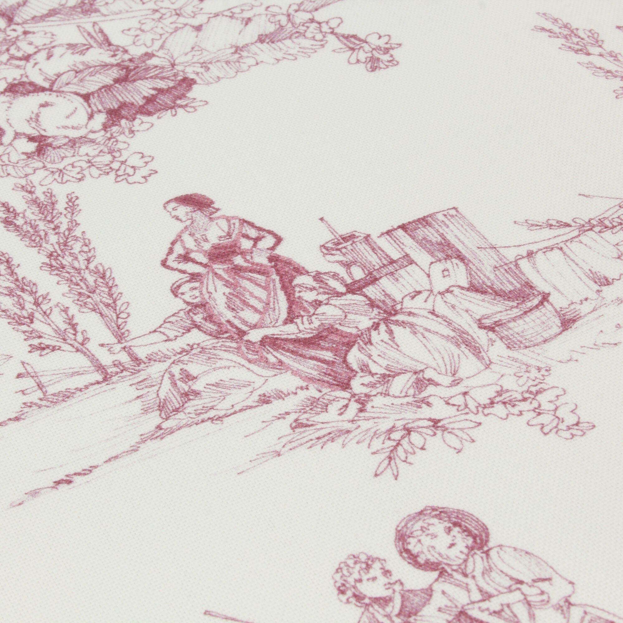 Stoff Meterware Toile de Jouy Rot Canvas