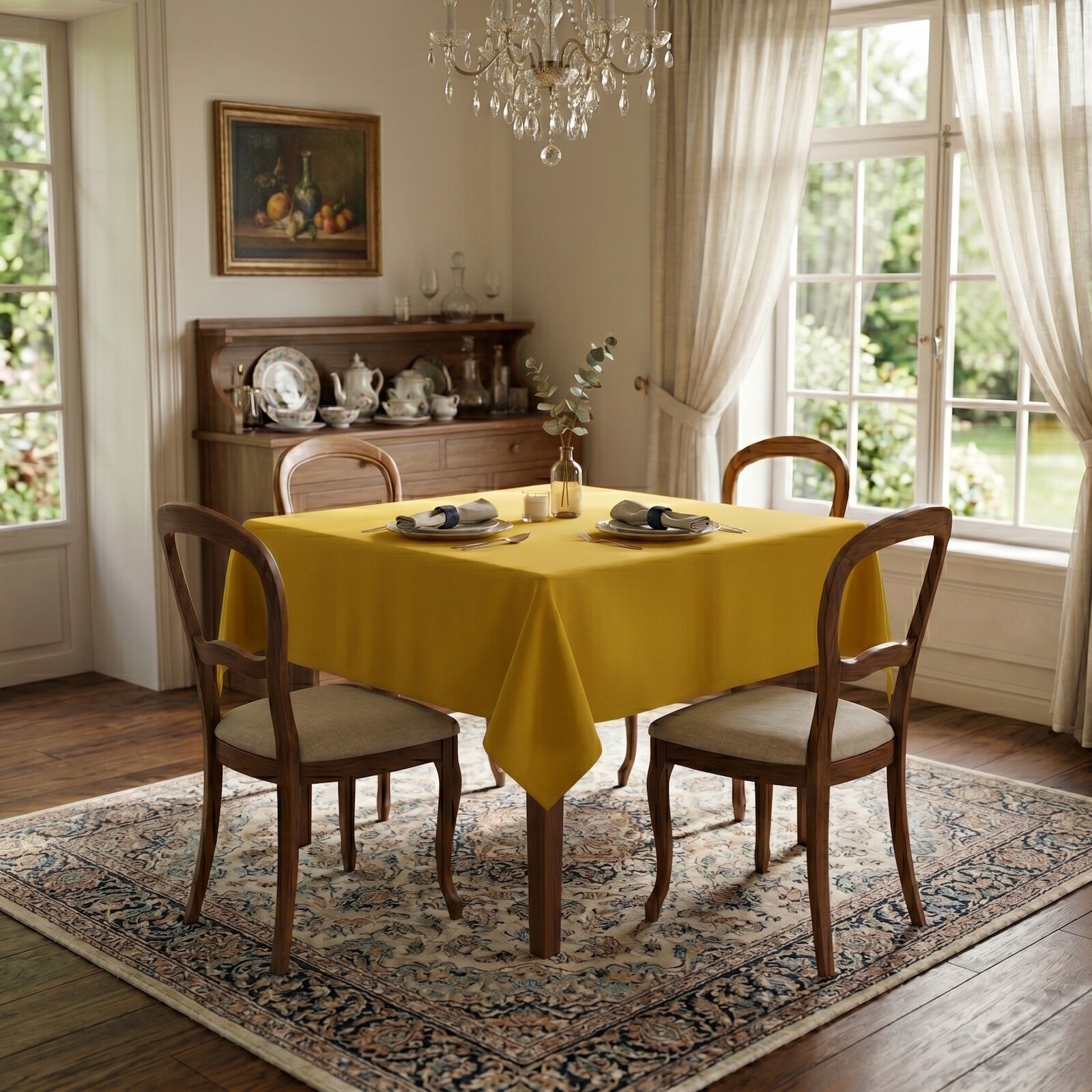 Bügelfreie Tischdecke Ocker 80x80 cm