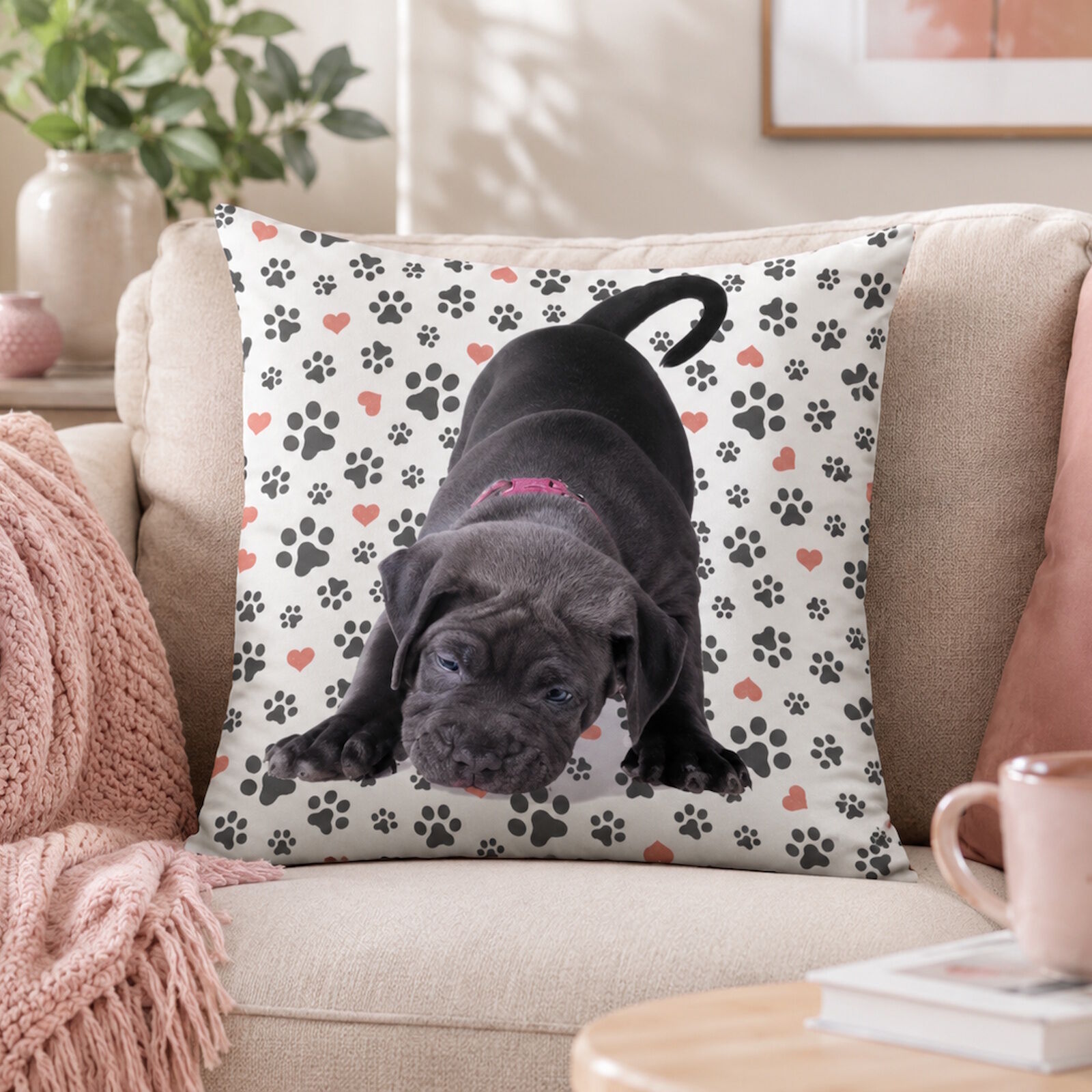 Kissenbezug 40x40 cm Hund grau