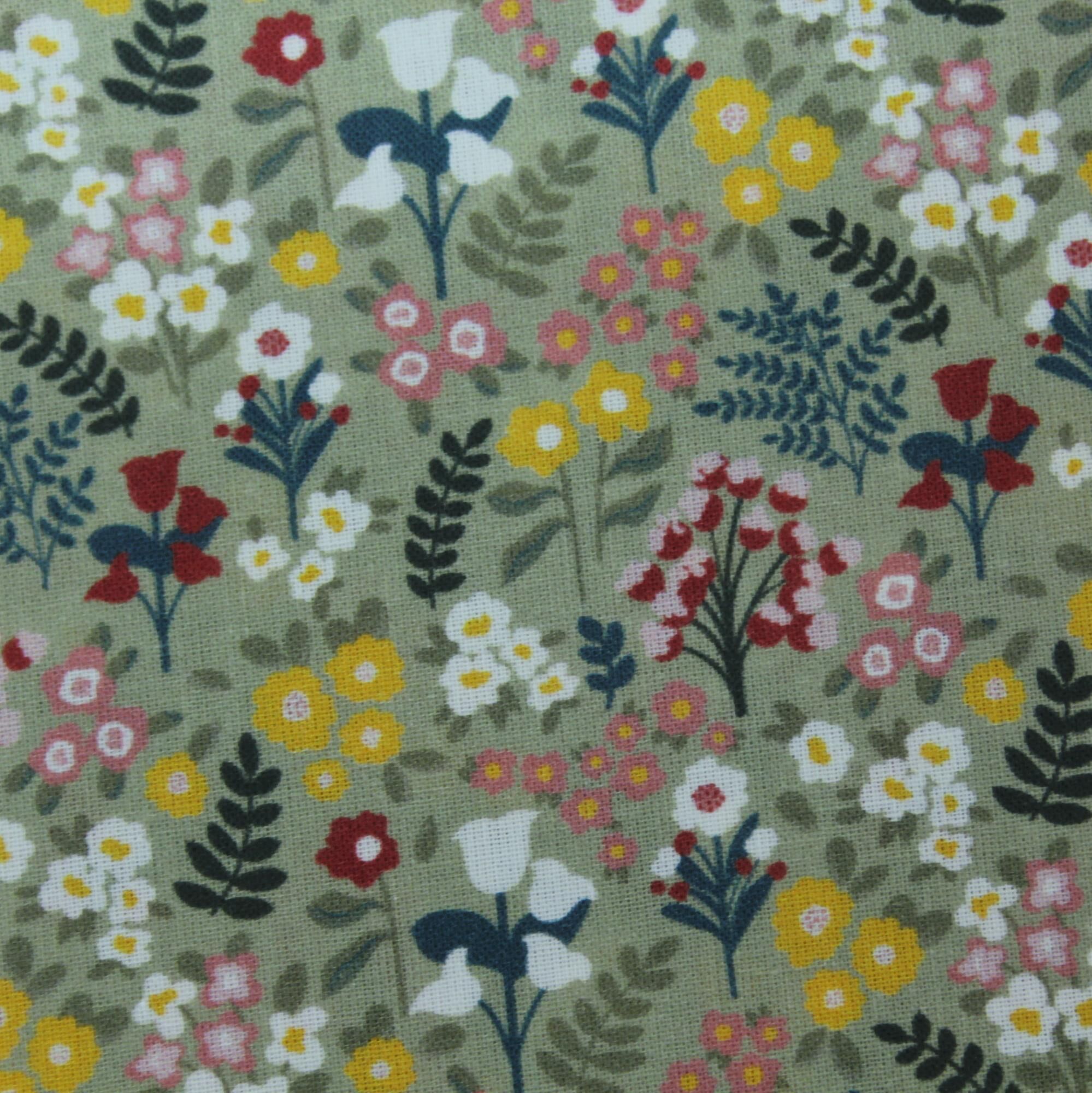 Stoff Meterware Pachtwork Blumenwiese Popeline Baumwolle