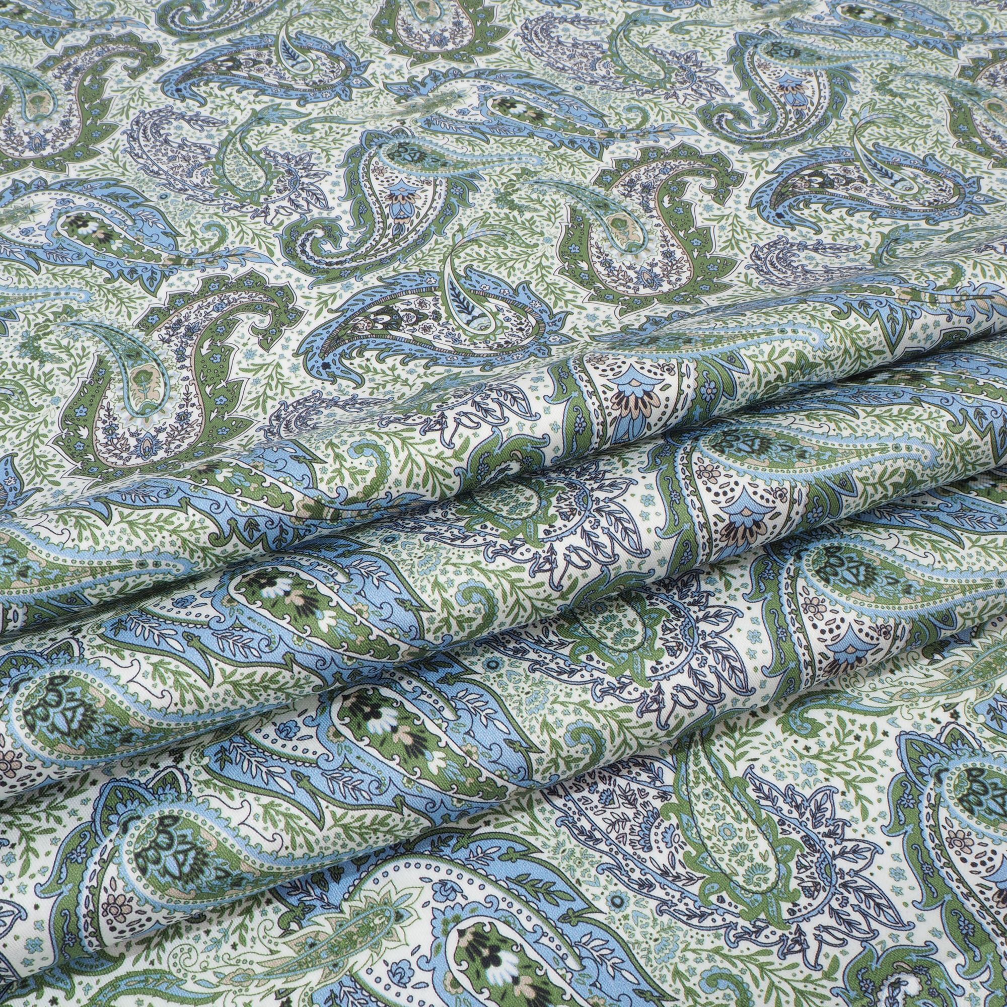 Dirndlstoff Blumen Paisley Christin Blau Grün Tracht