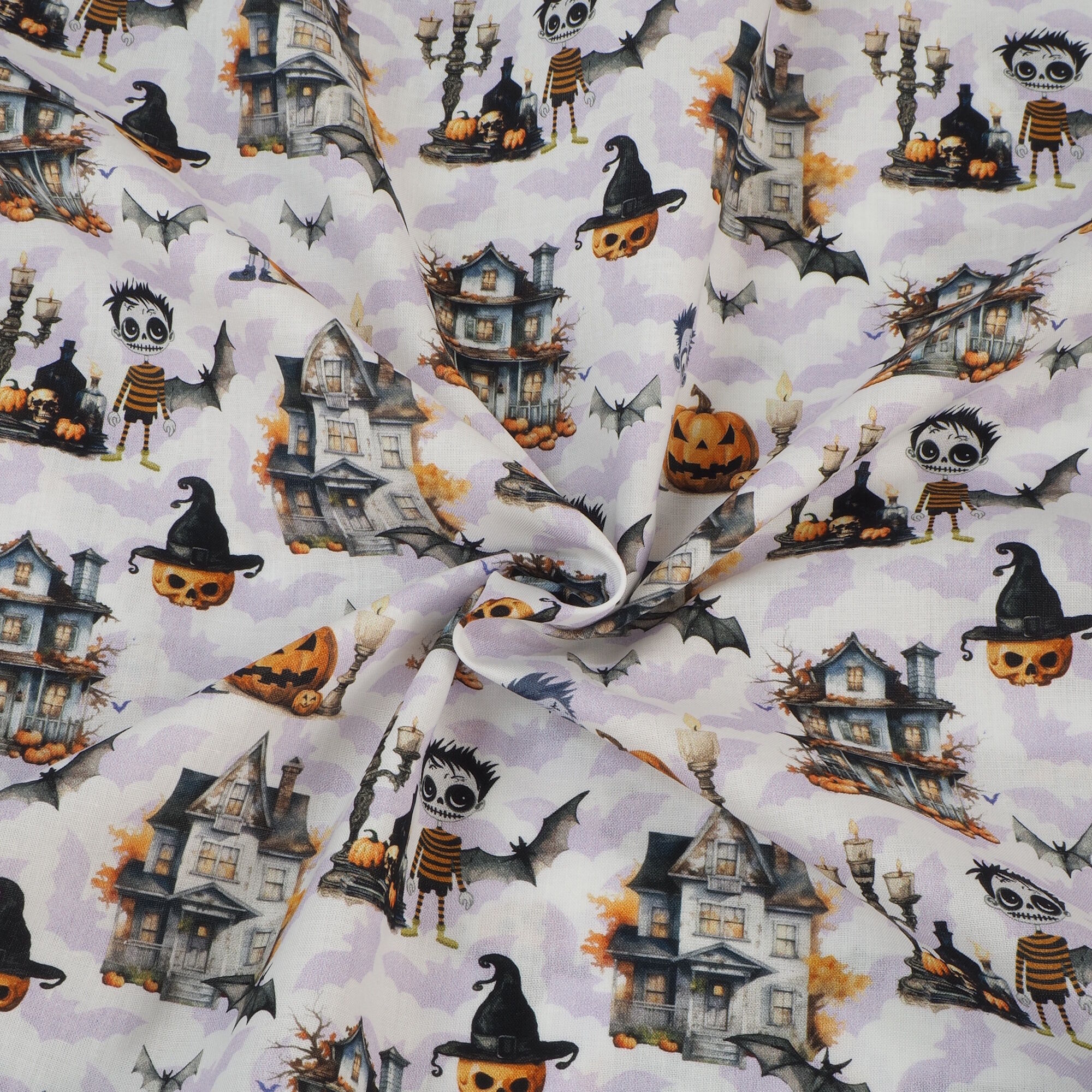 Stoff Meterware Halloween Frankenstein Kürbis Baumwolle