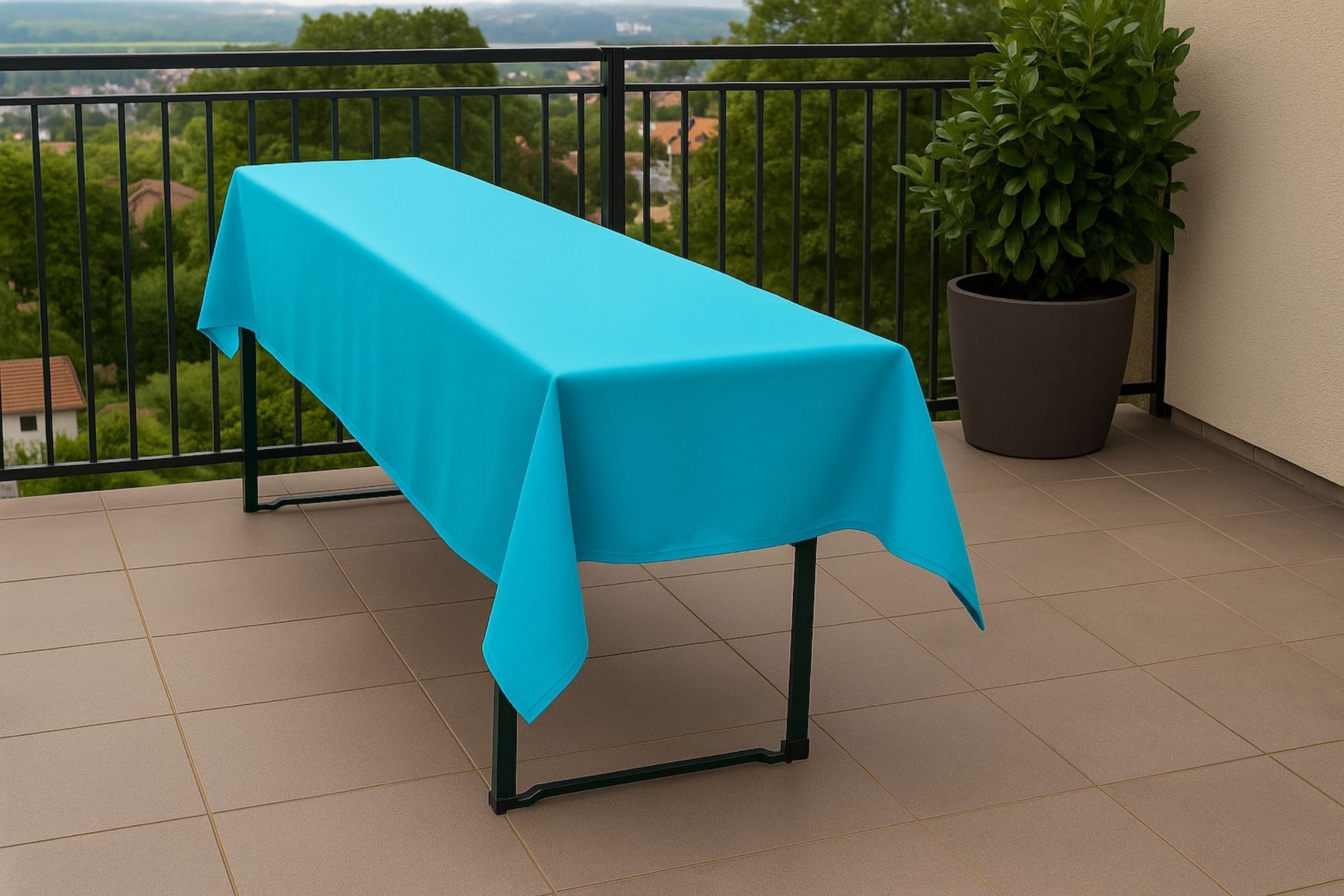 Biertisch Tischdecke Uni Polyester-80x250-Türkis
