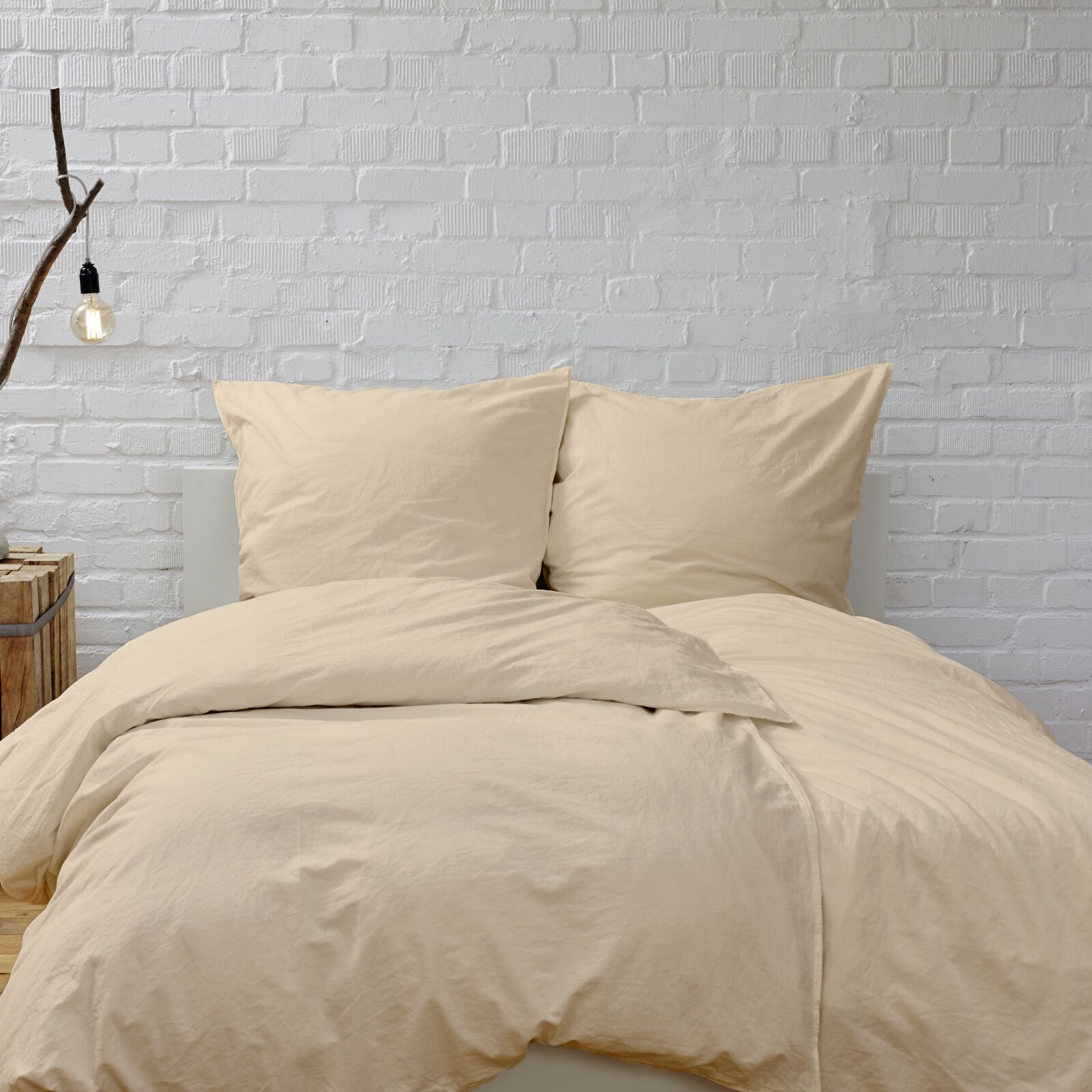 Bettwäsche Beige Baumwolle Linon