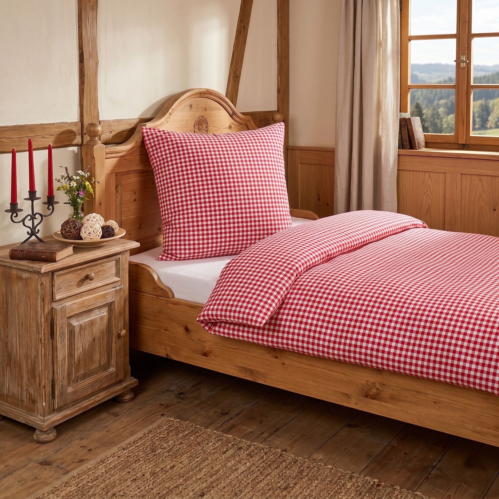 Bettwäsche Rot Weiß kariert – Baumwolle Landhausstil