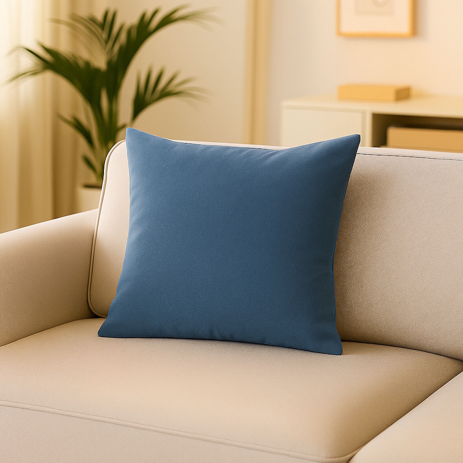 Kunstleder Kissenbezug 40x40 cm Fernblau 2