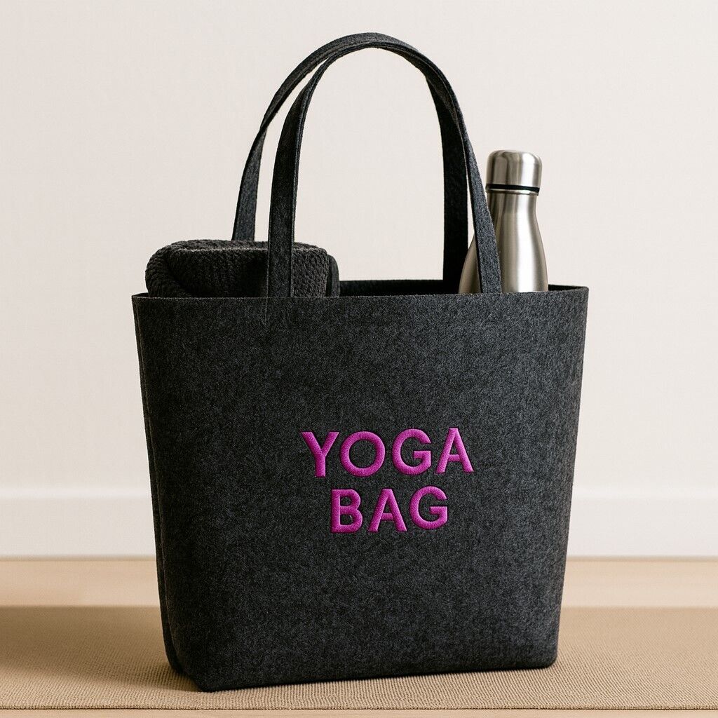 Yoga-Tasche Filz Stickerei Yoga Bag 49x39x13,5 cm Anthrazit Melange