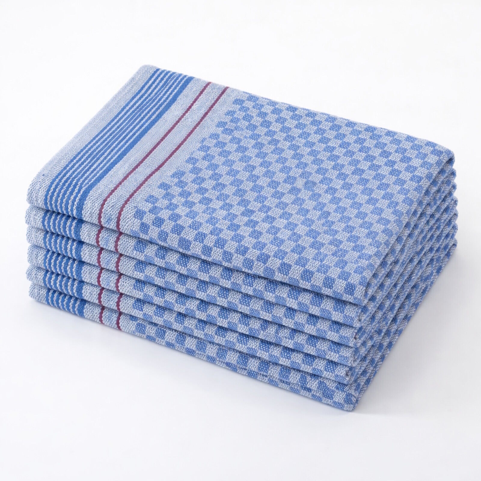 5 Gruben- & Putztücher 50x70 Cm – Blau/grau, 100% Baumwolle, Sauber & Saugstark