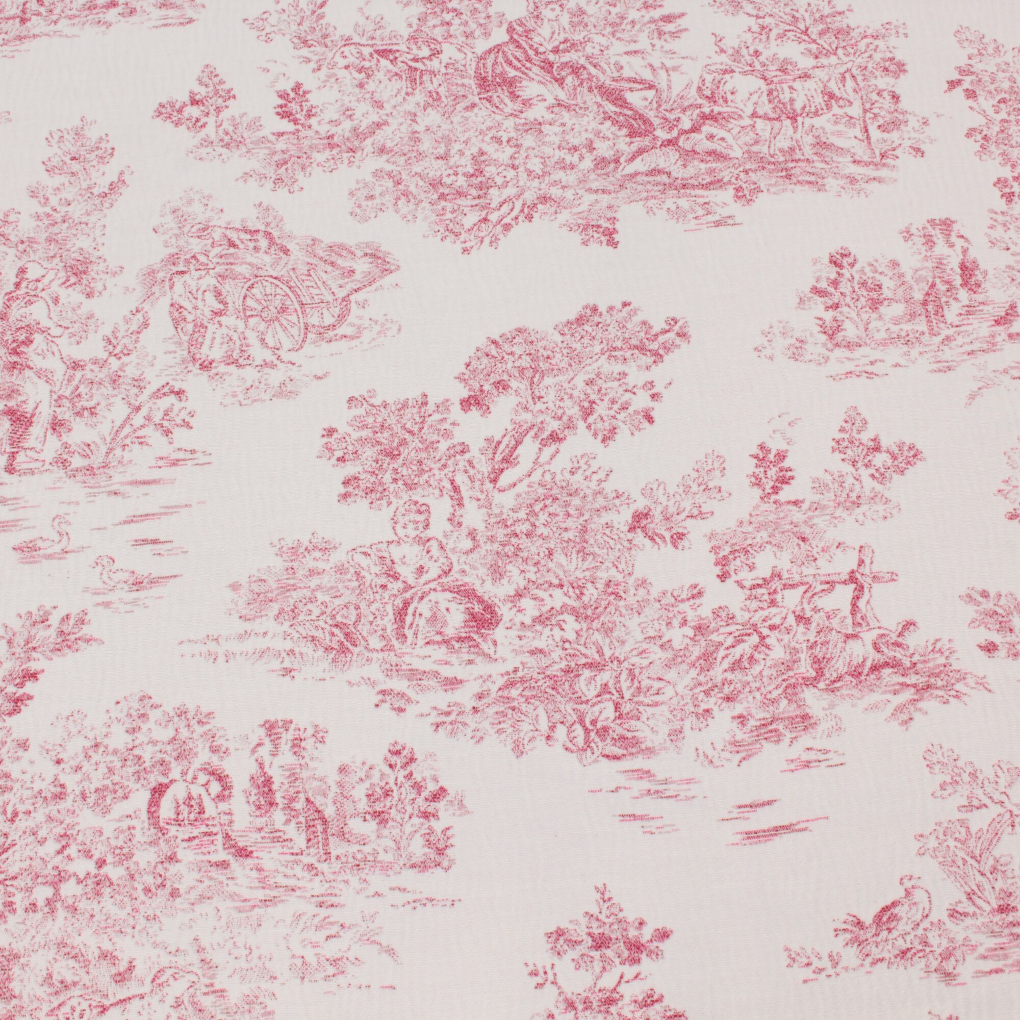 Stoff Meterware Toile de Jouy Rot Jacquard Möbelbezugsstoff