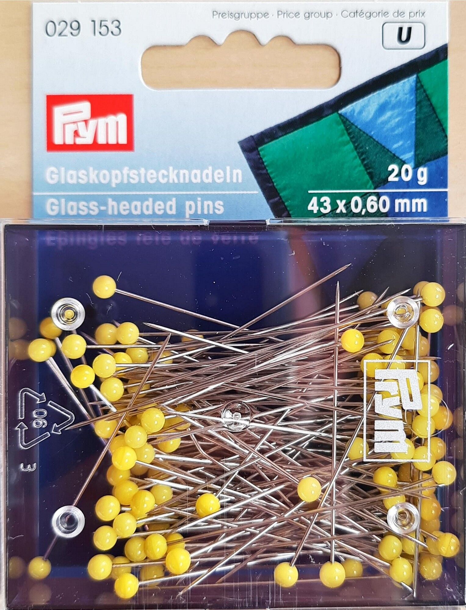 Glaskopfnadeln ST 0,60 x 43 mm gelb