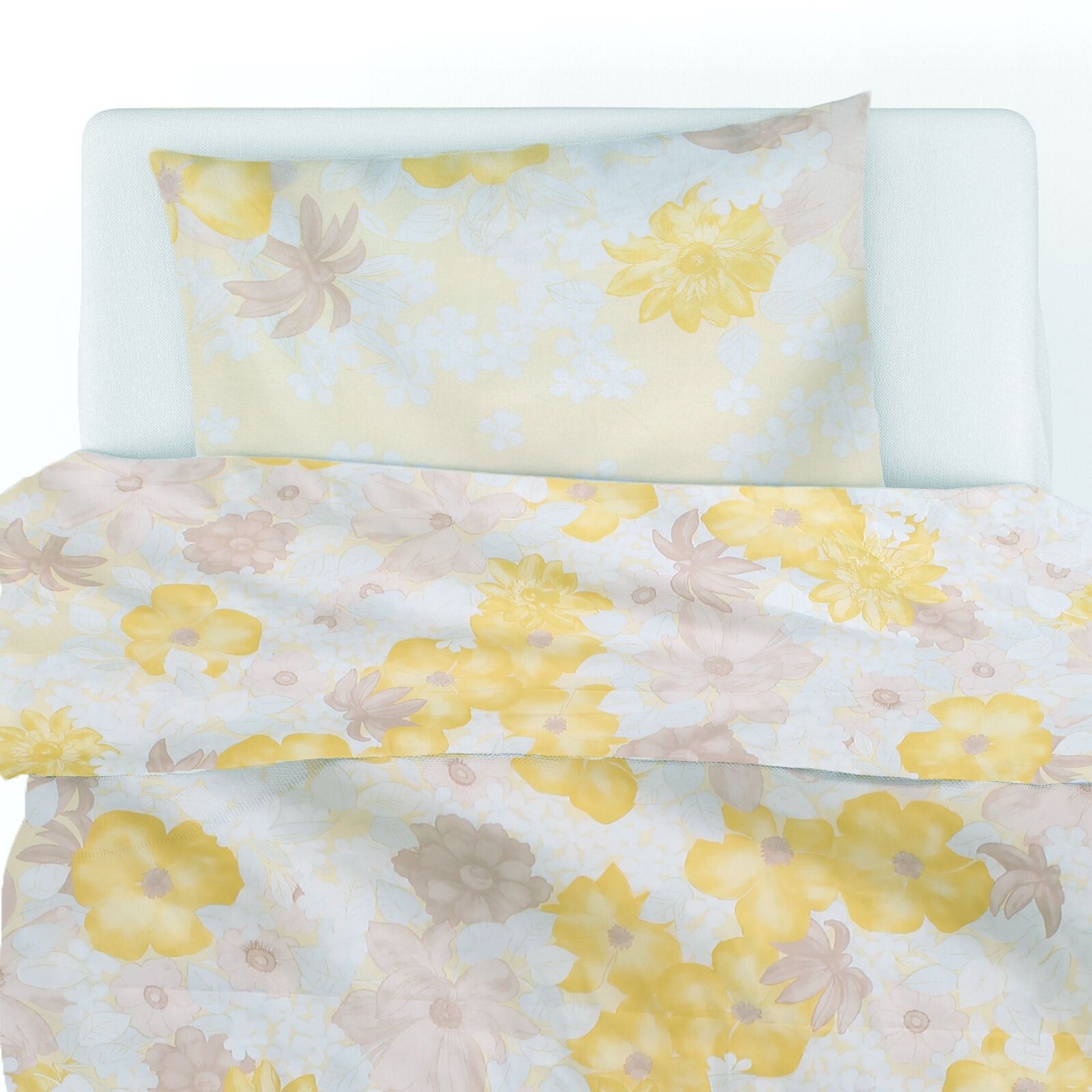 Mako Satin Bettwäsche 135x200 Blumen Gelb