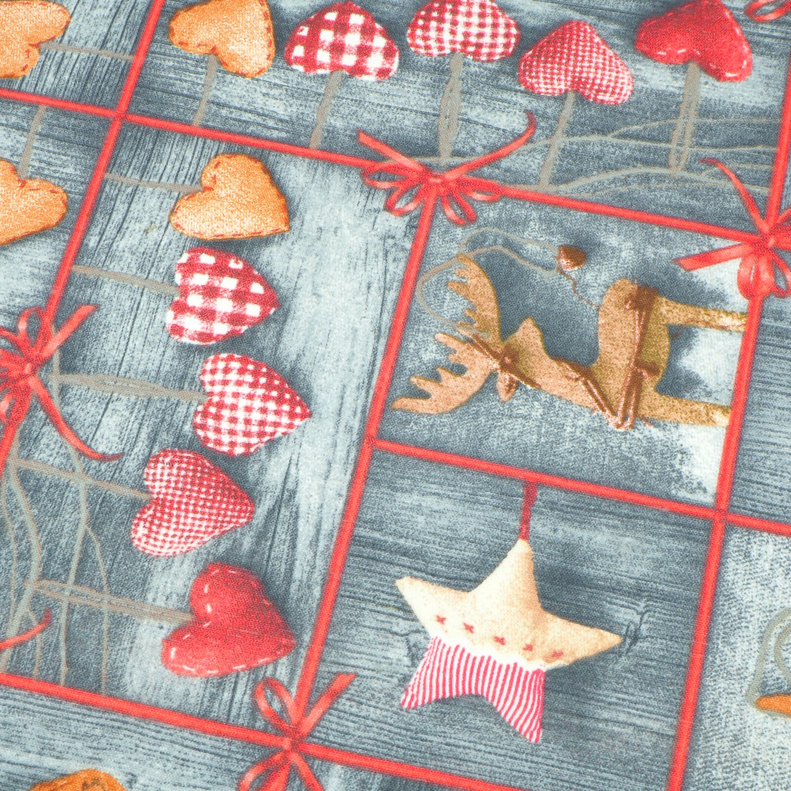 Stoff Meterware Weihnachtsdeko Grau