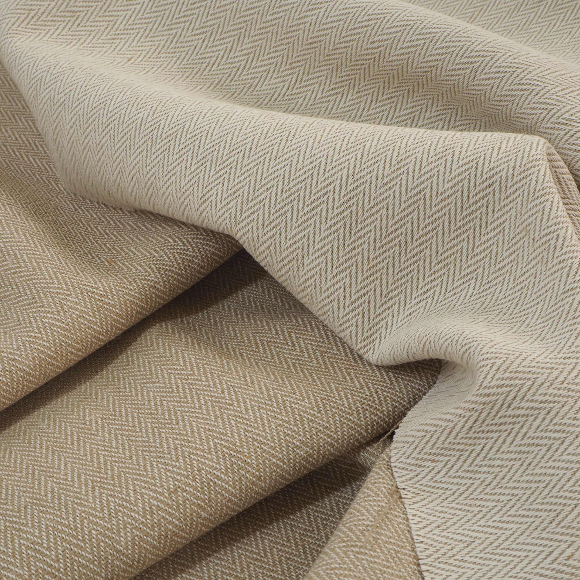 Stoff Meterware Zick Zack Beige Webware Jacquard