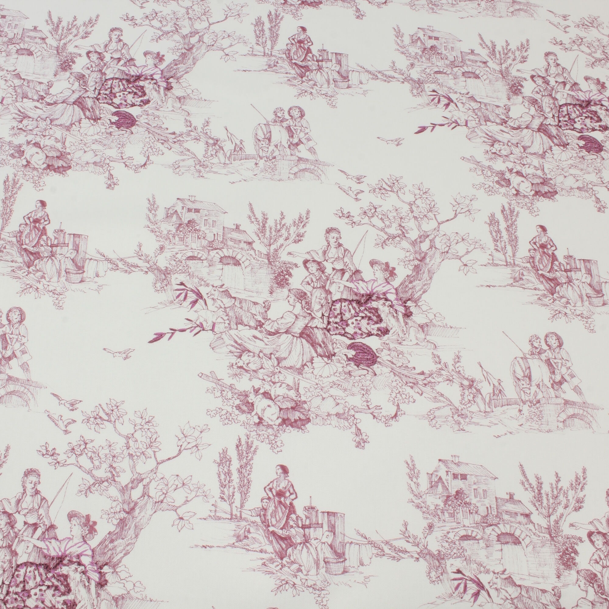 Stoff Meterware Toile de Jouy Rot Canvas