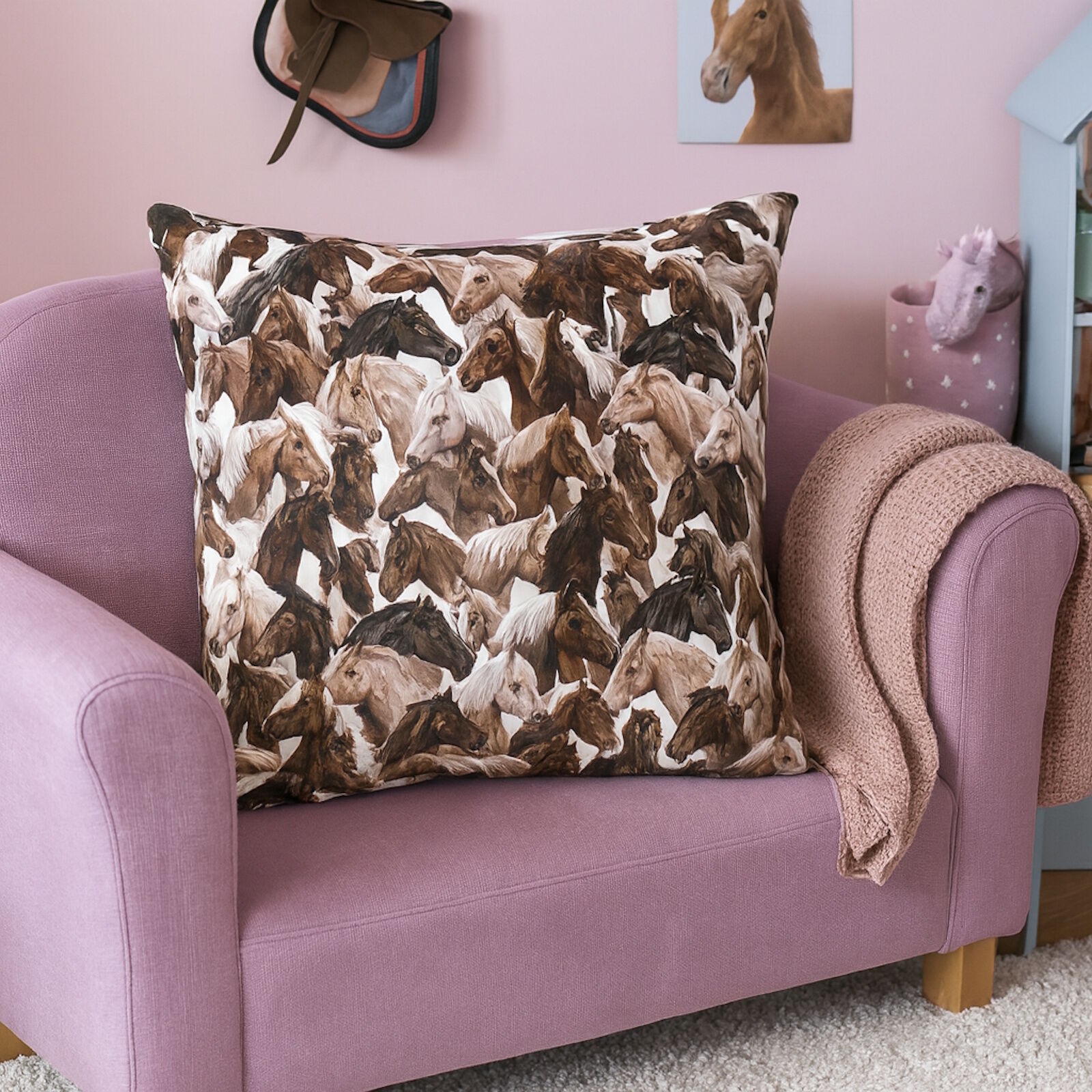 Kissenbezug Pferde Schwarz Weiß Canvas