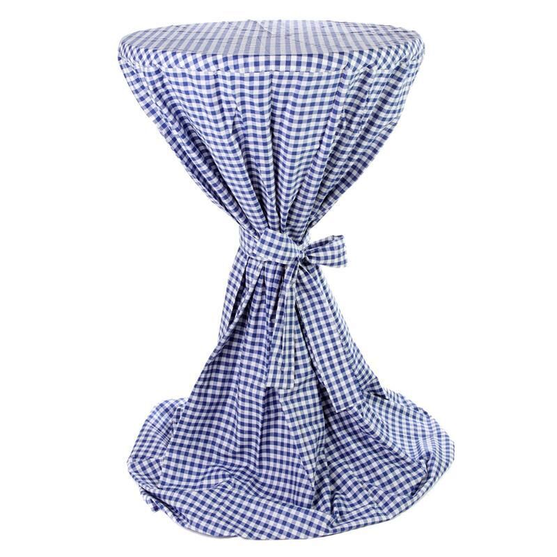 Stehtischhussen Karo Baumwolle-Blau/60 - 65 cm