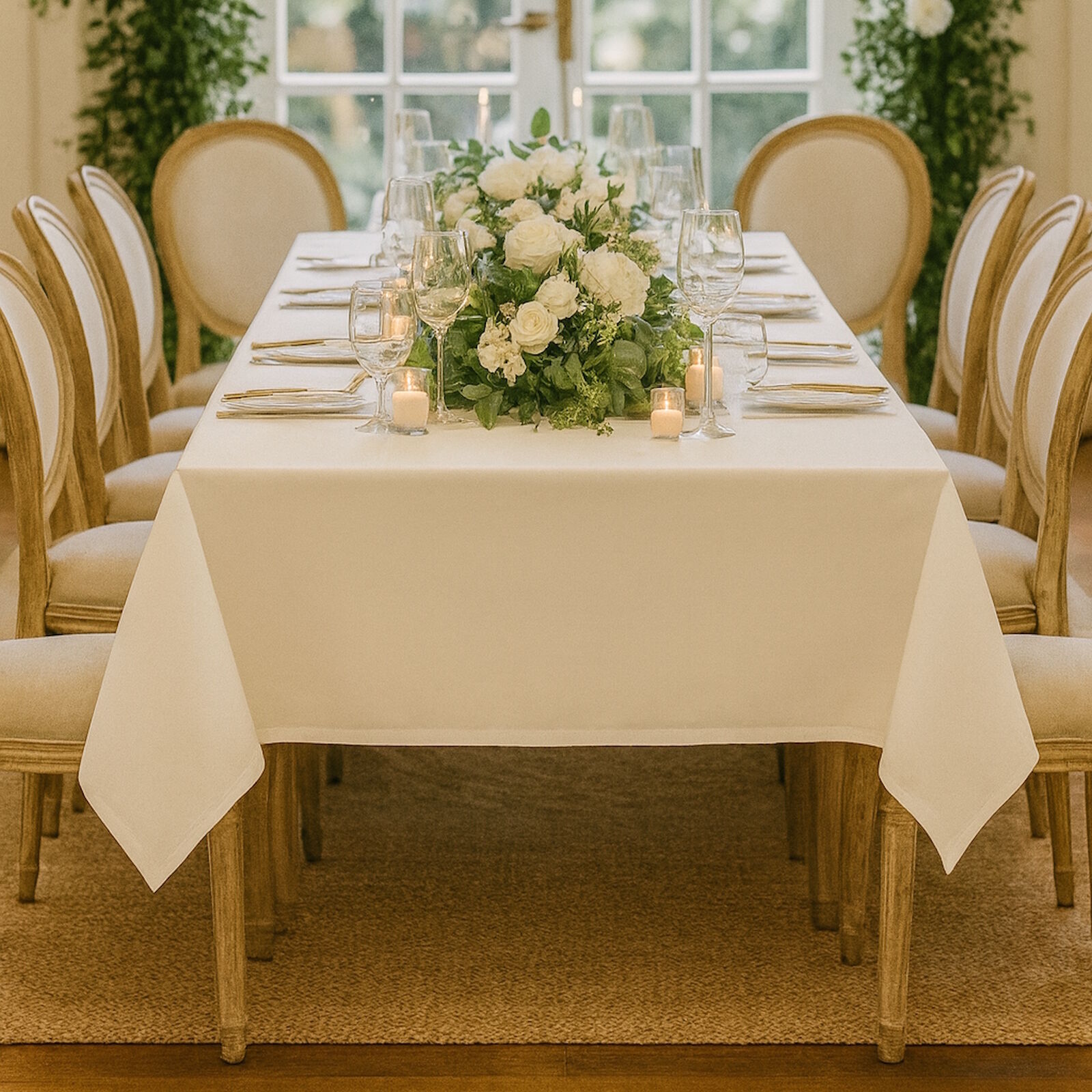 Tischdecke Weiß Baumwolle