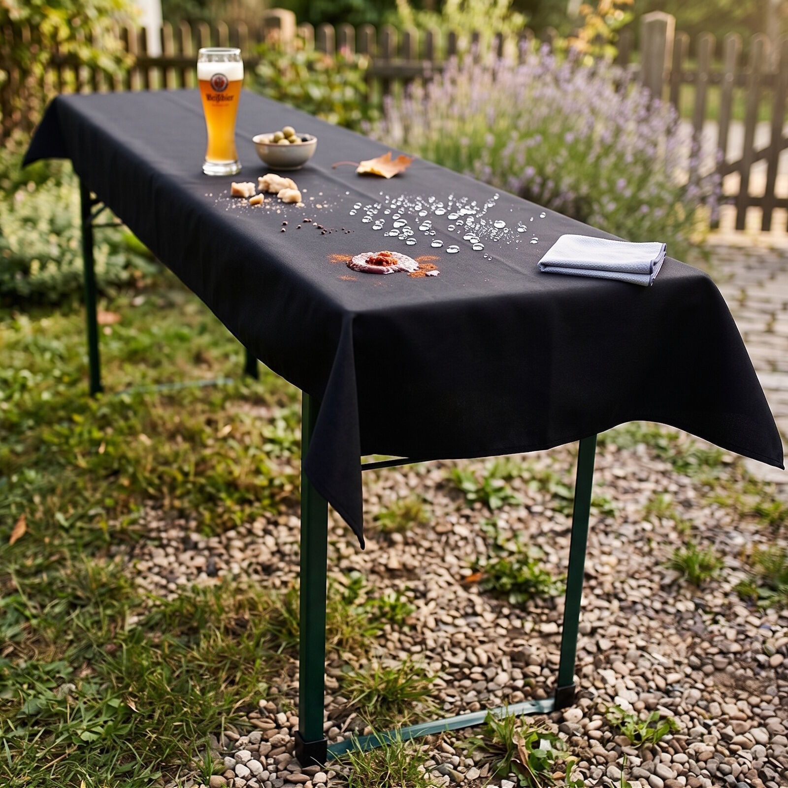 Biertisch Tischdecke Teflon Beschichtet - 130x270 - Schwarz