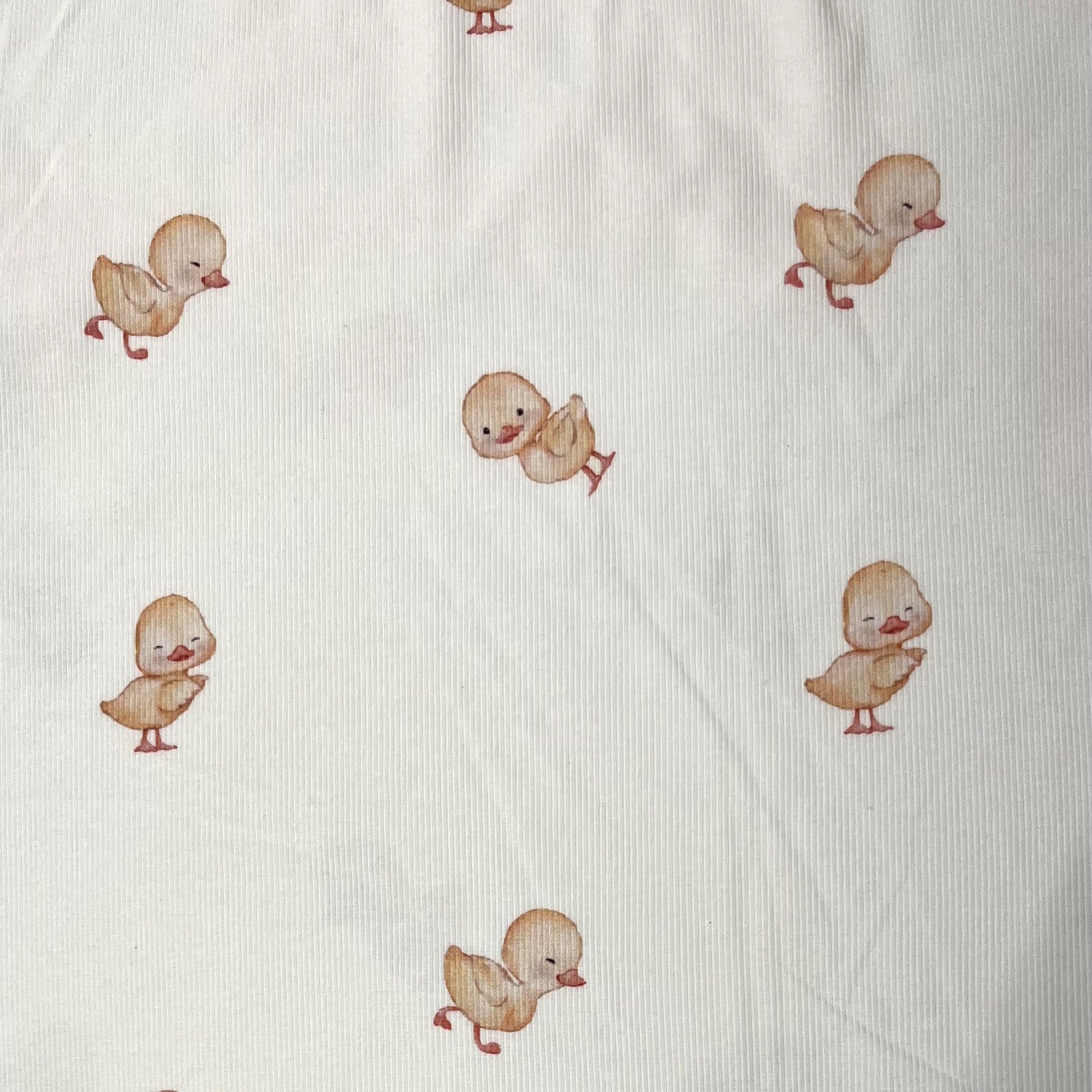 Ripp Jersey Enten Küken Wollweiß Meterware 120 cm