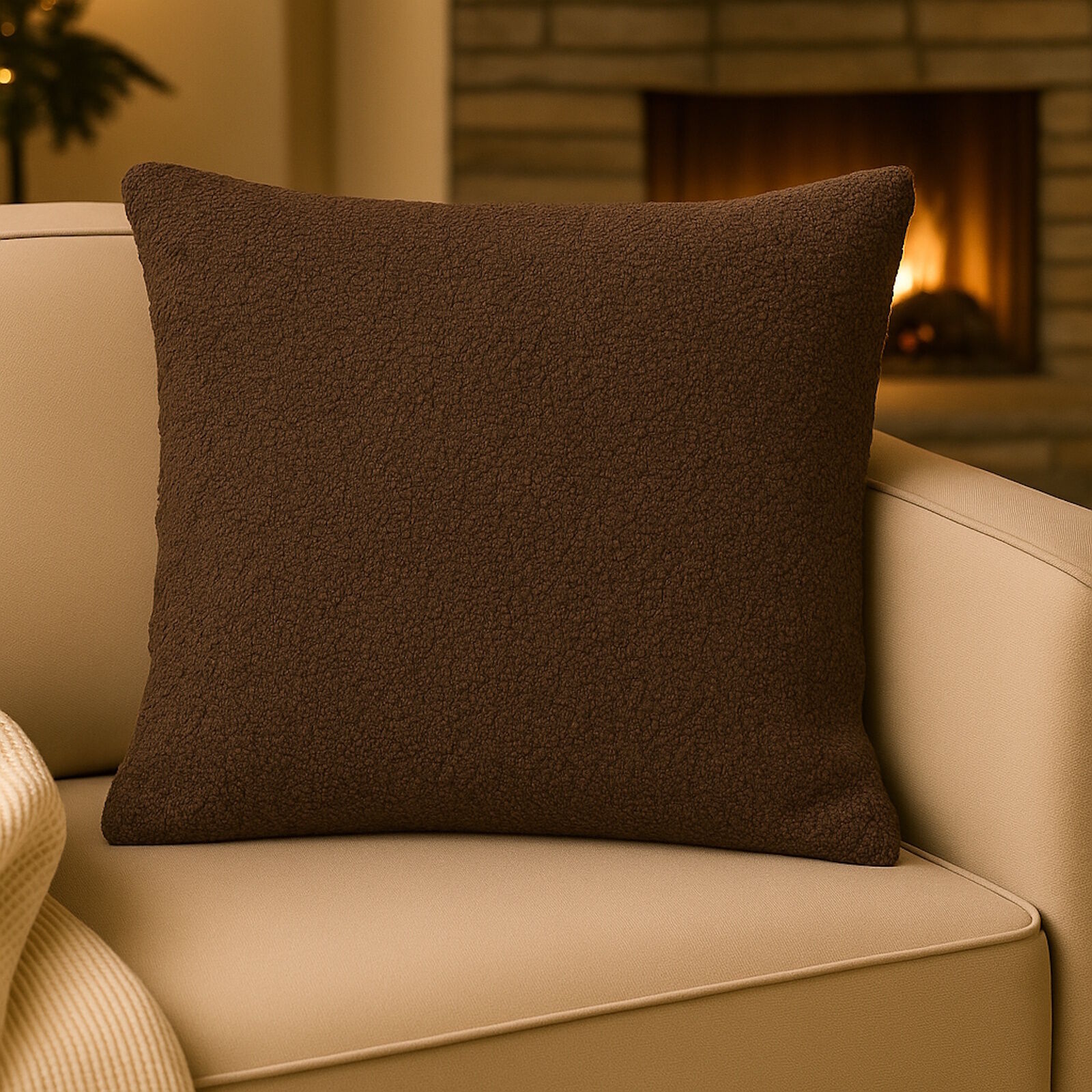 Boucle Kissenbezug 40x40 Taupe