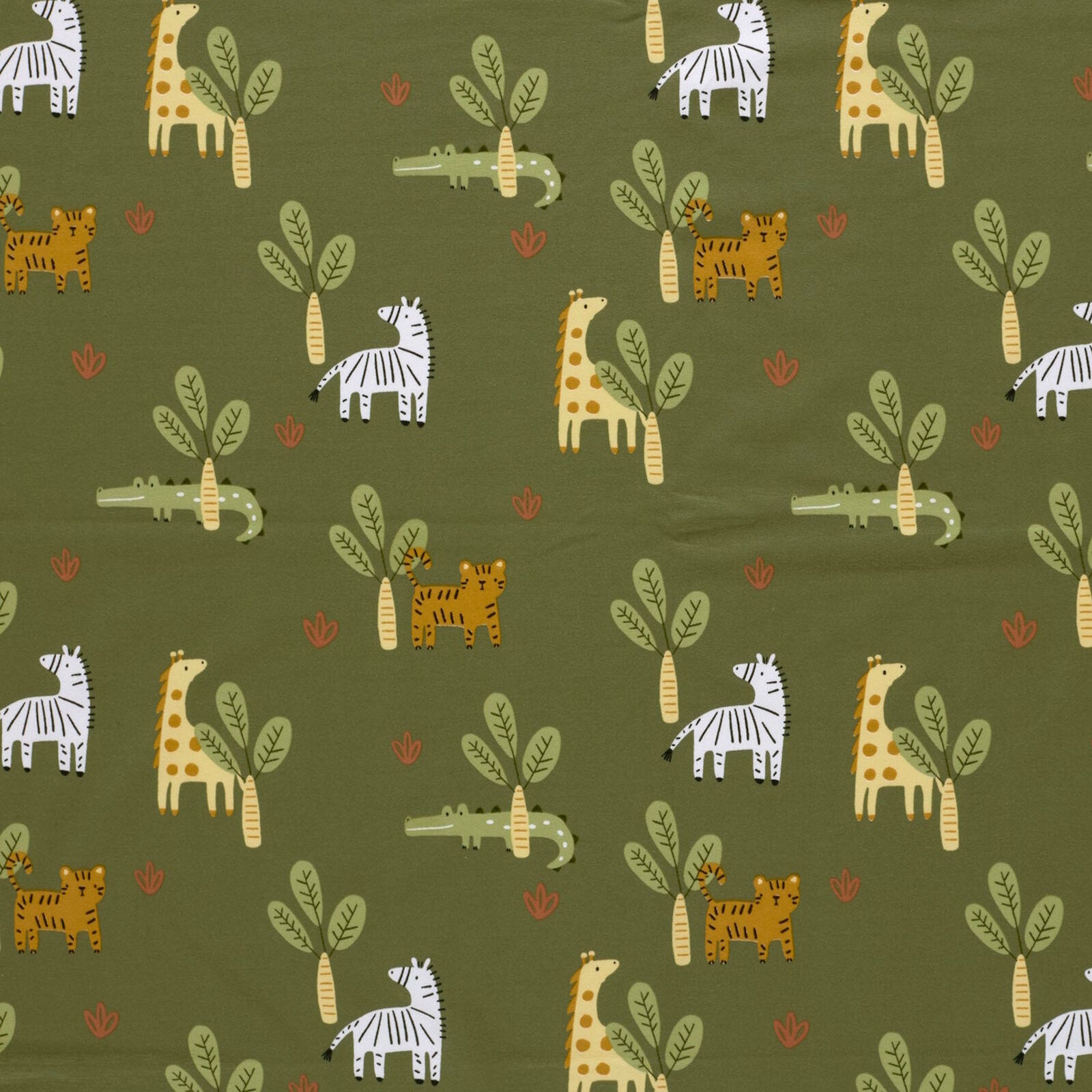 Dschungel Tiere Jersey Stoff Zebra Giraffe Krokodil 150 cm