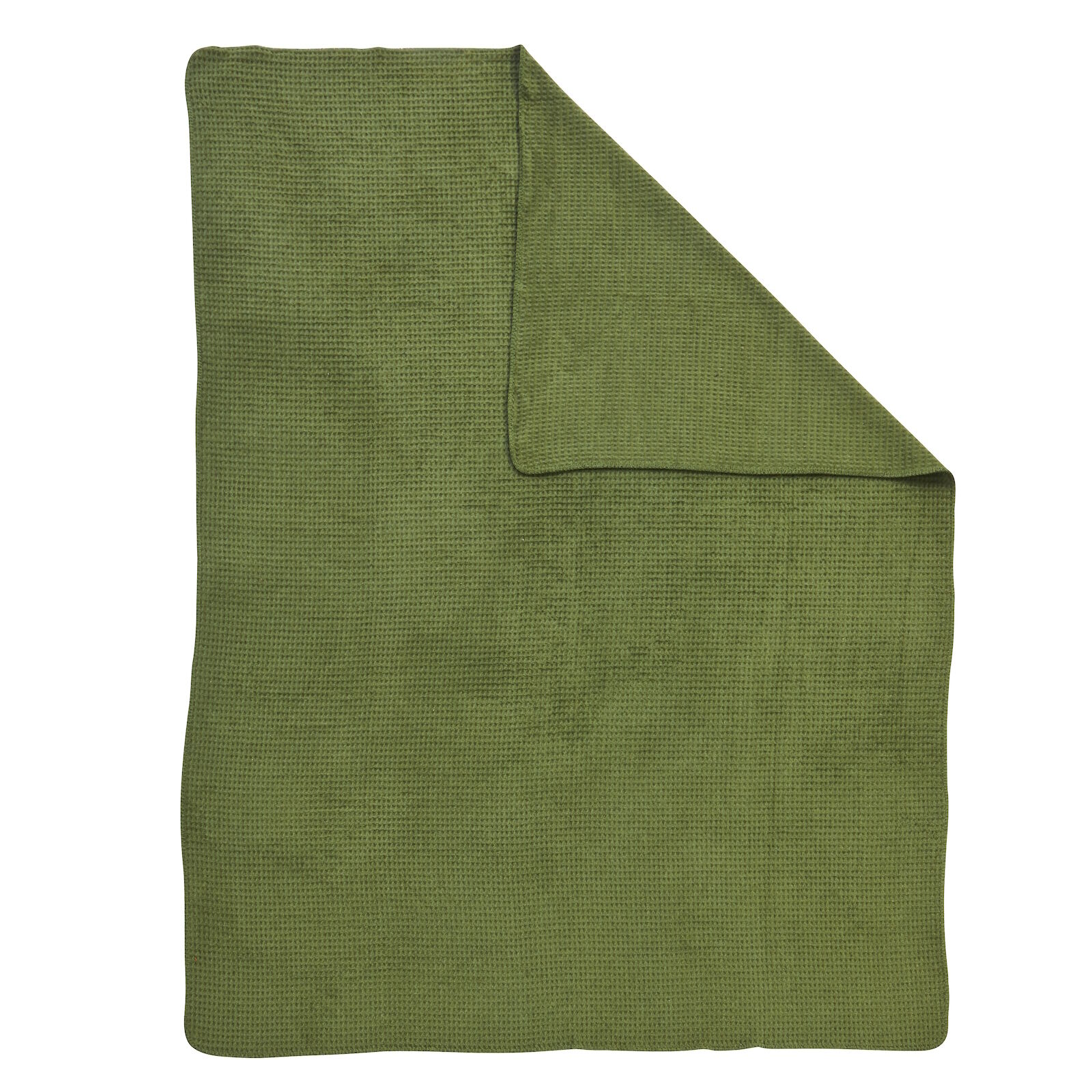 Dunkelgrüne Kuscheldecke Baumwolle 150x200 Waffelpique
