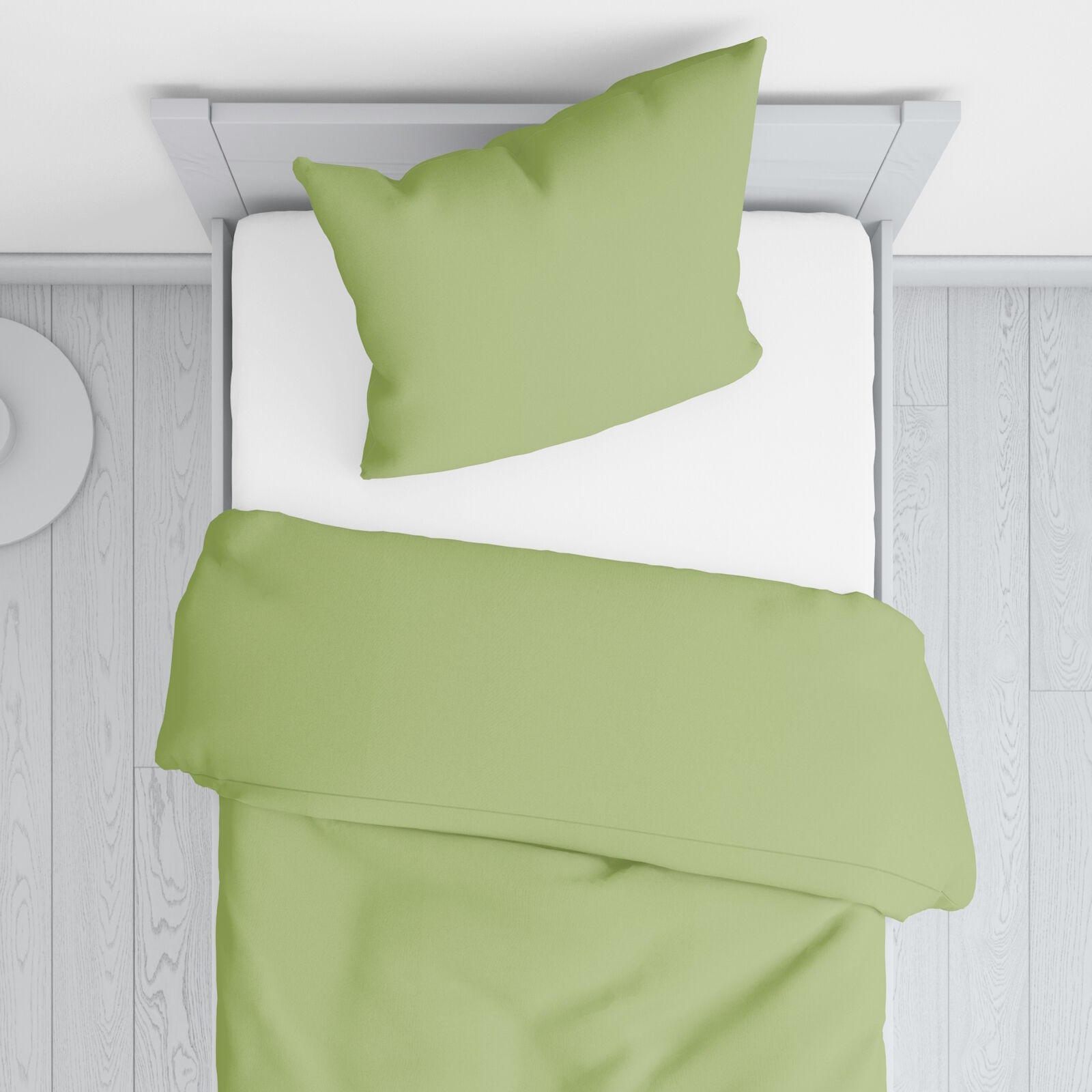Mako Satin Bettwäsche 135x200 Farngrün