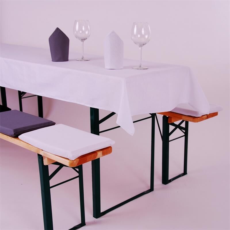 Biertisch Tischdecke Uni Weiß Baumwolle-80x250 cm