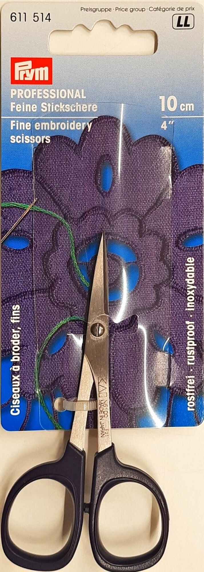 PROFESSIONAL Stickschere fein 4" 10 cm