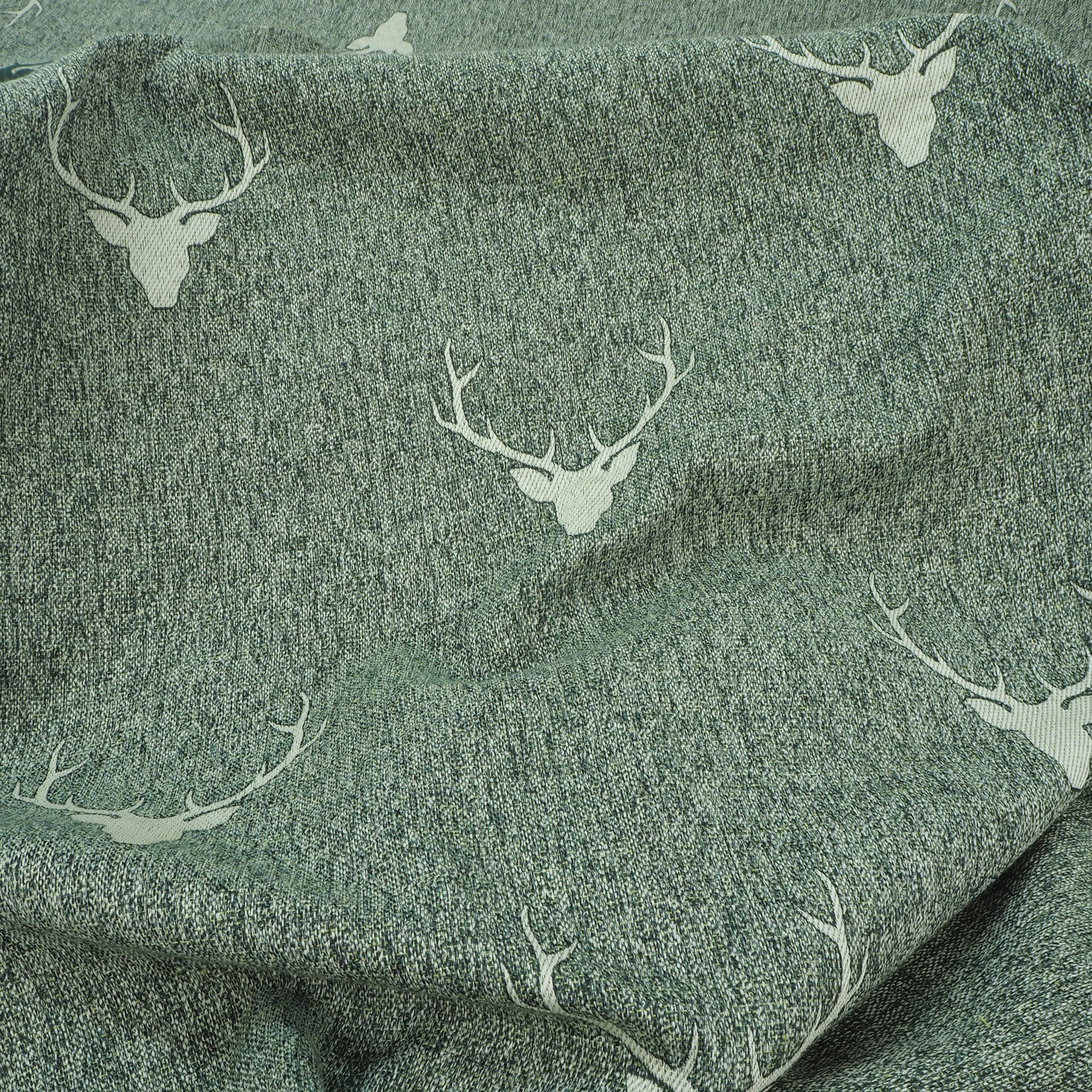 Stoff Meterware Hirsch Egon Grün Wene-Jaquard Polyester