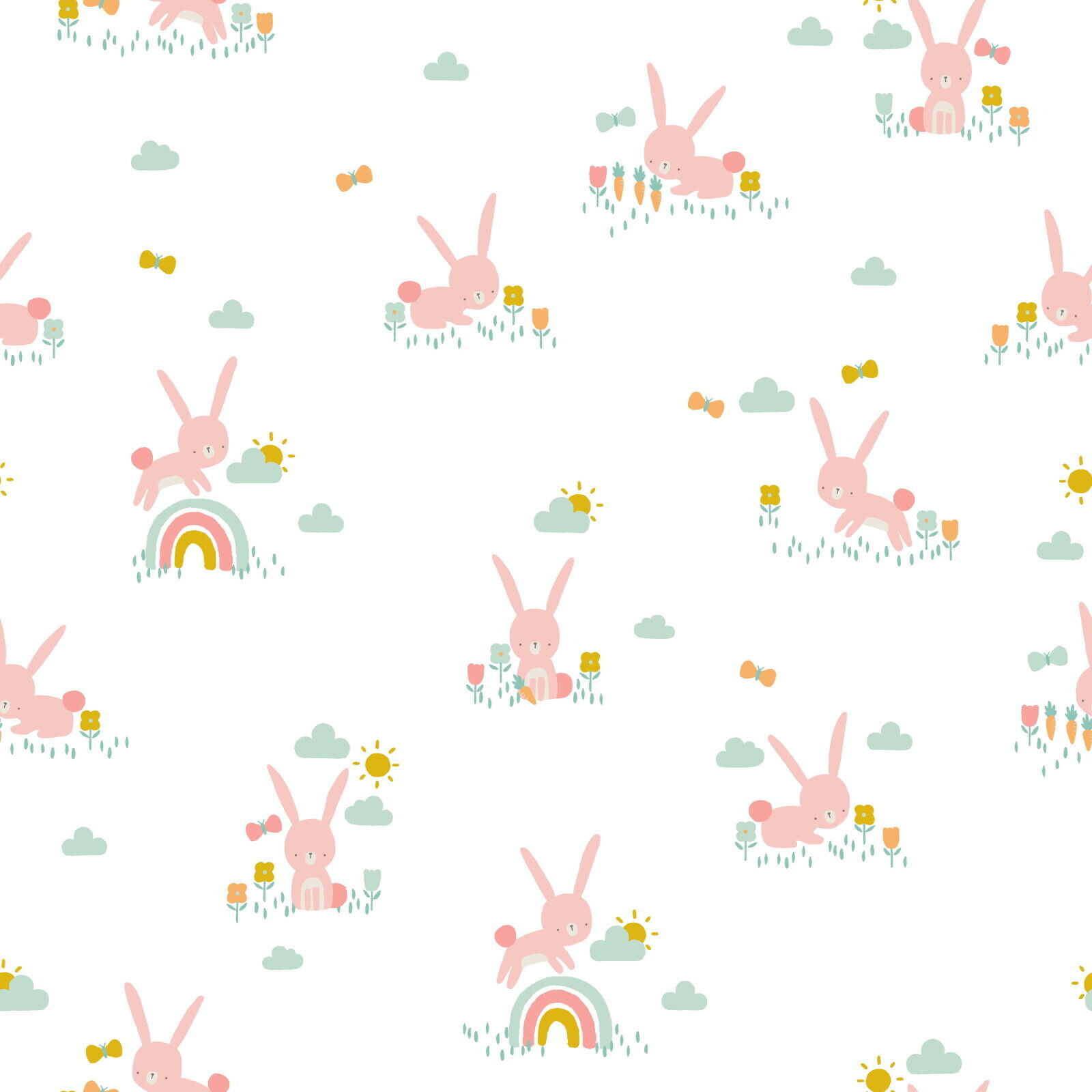 Stoff Meterware Baumwolle Ostern Sweet Bunny Weiß