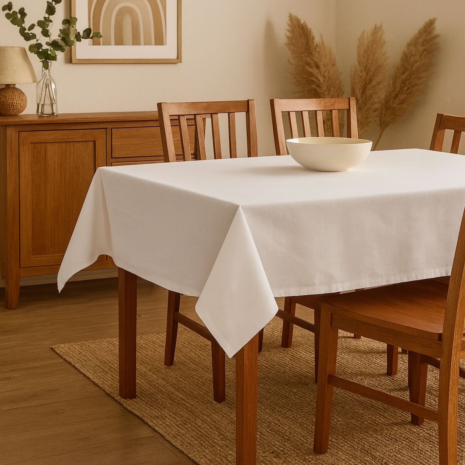 Tischdecke Weiß Baumwolle