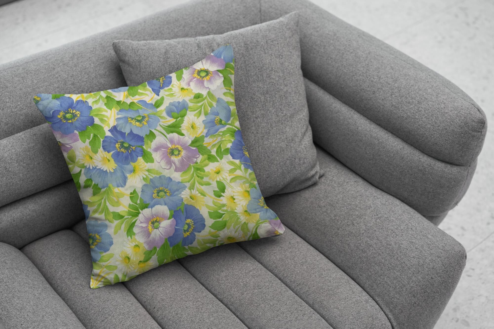 Outdoor Kissenbezug Blumen Blau