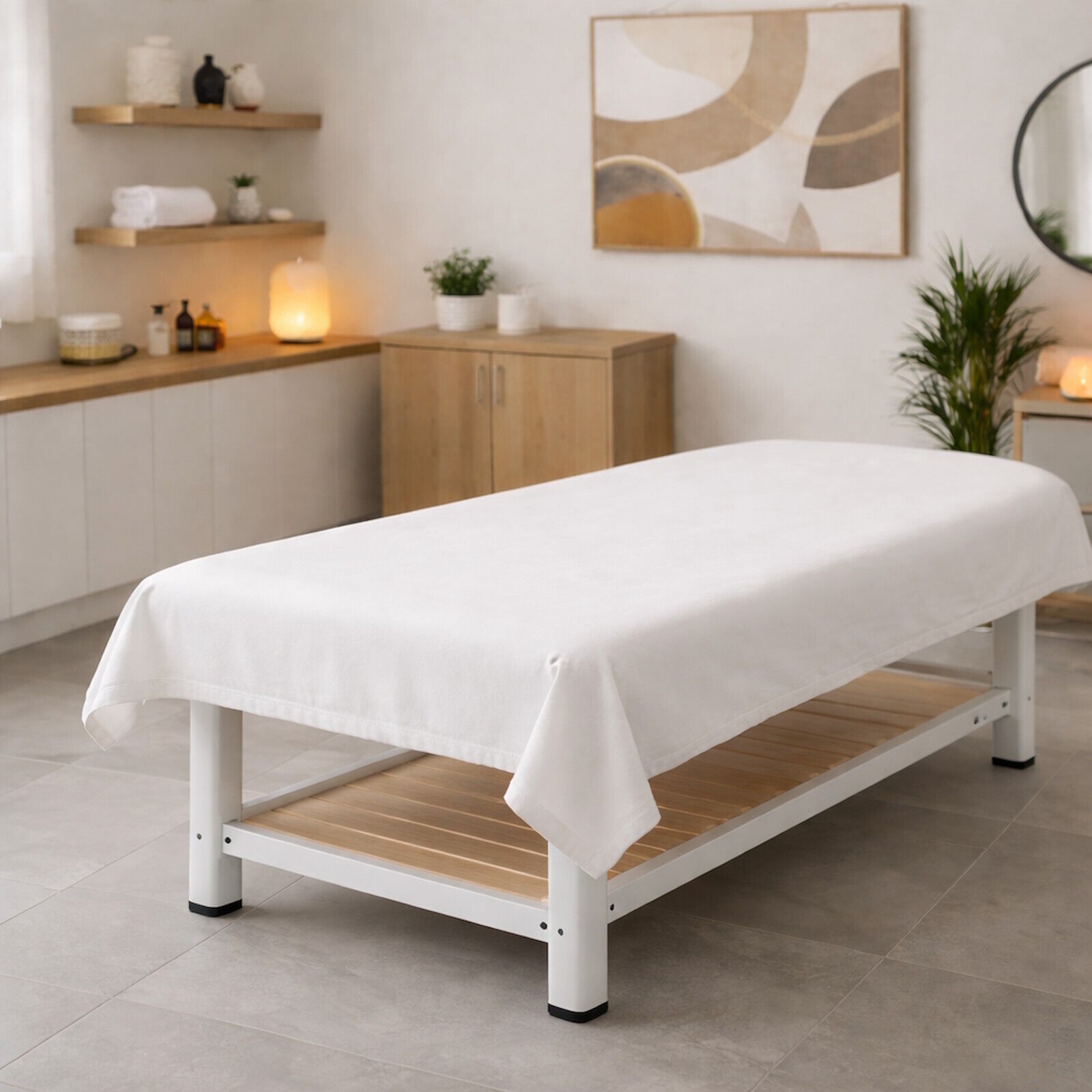 Massagelaken Weiß Biber Baumwolle-80x200 cm