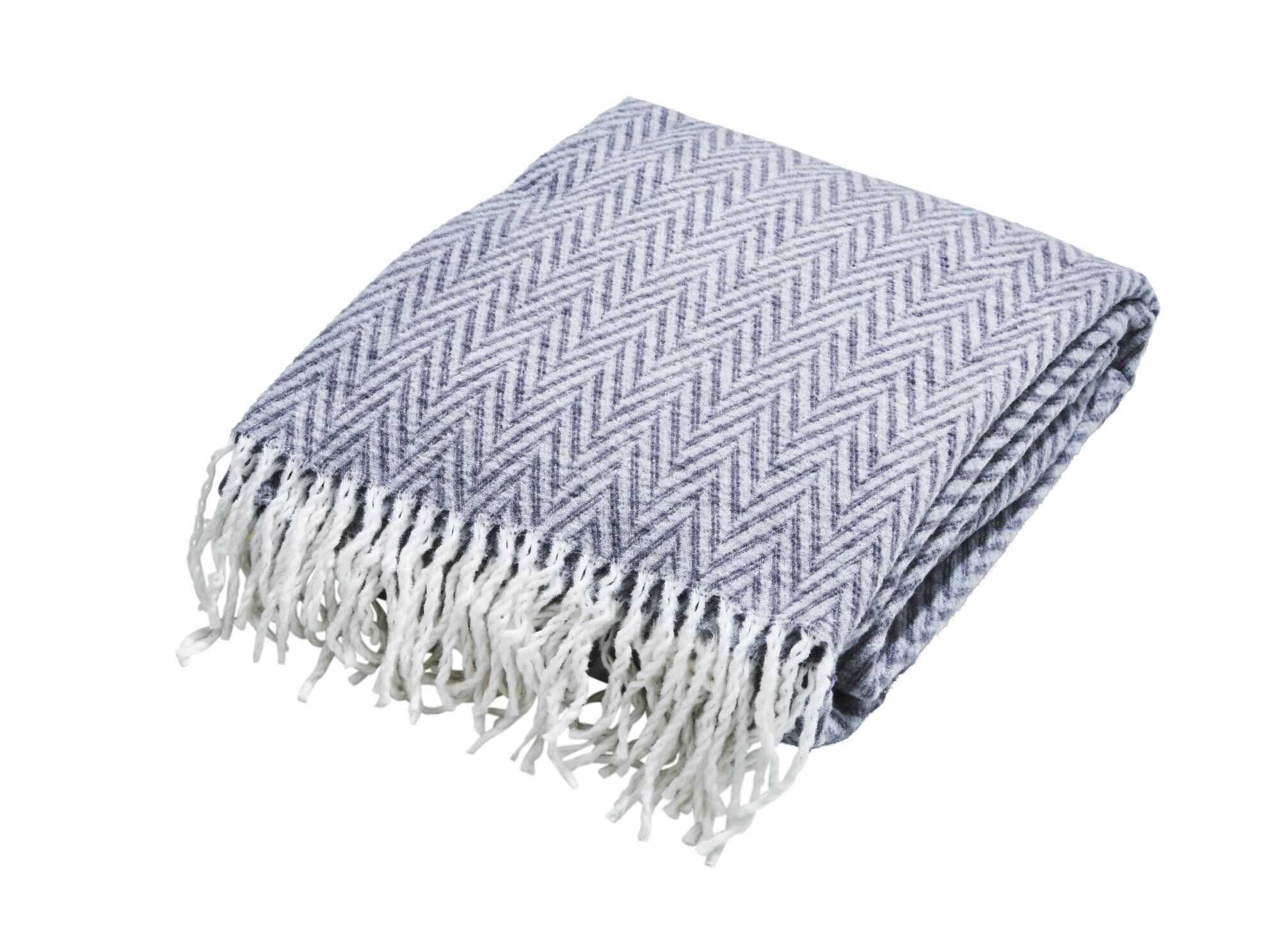 Kuscheldecke Mitch Grau mit Fransen 150x200 cm Baumwolle