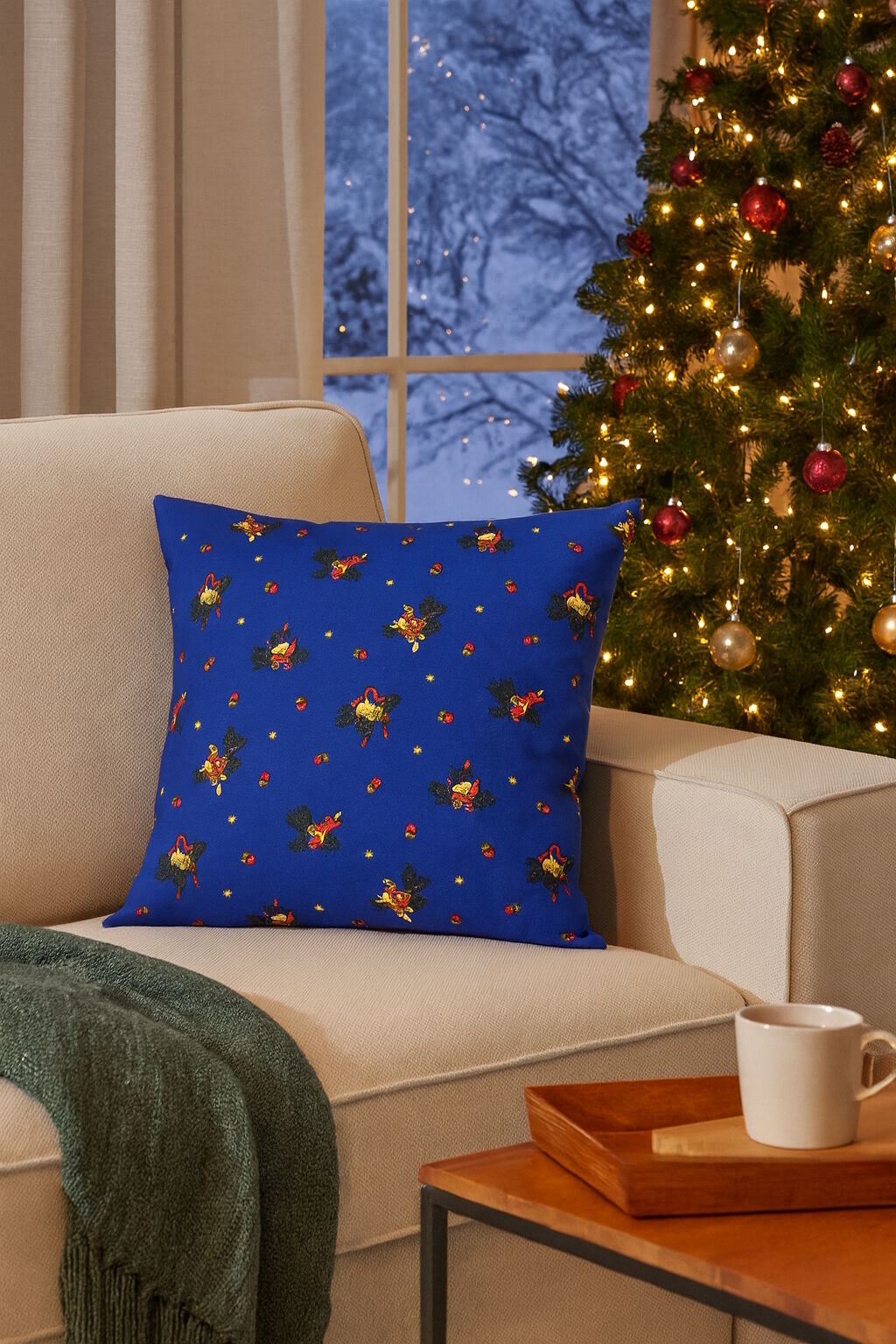 Kissenbezug Weihnachten Blau 40x40 Baumwolle Deko