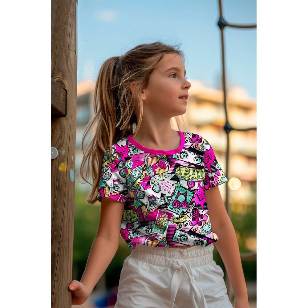 Stoff Meterware Manga Funny Pink Jersey
