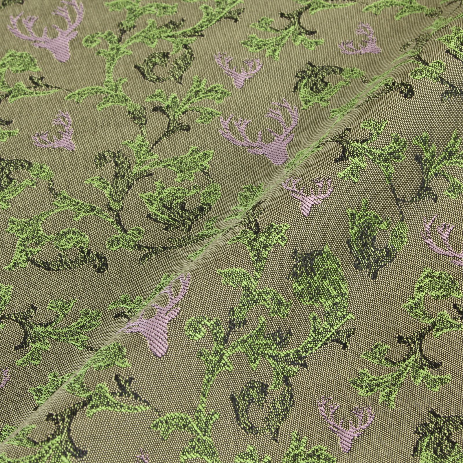 Jacquard Dirndl Stoff Hirsch Ranken
