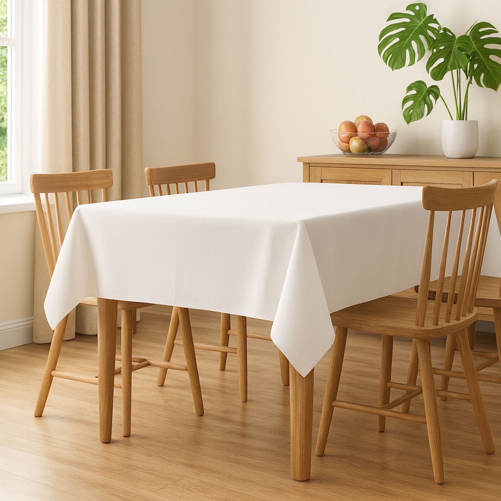 Tischdecke Weiß Polyester bügelfrei knitterarm